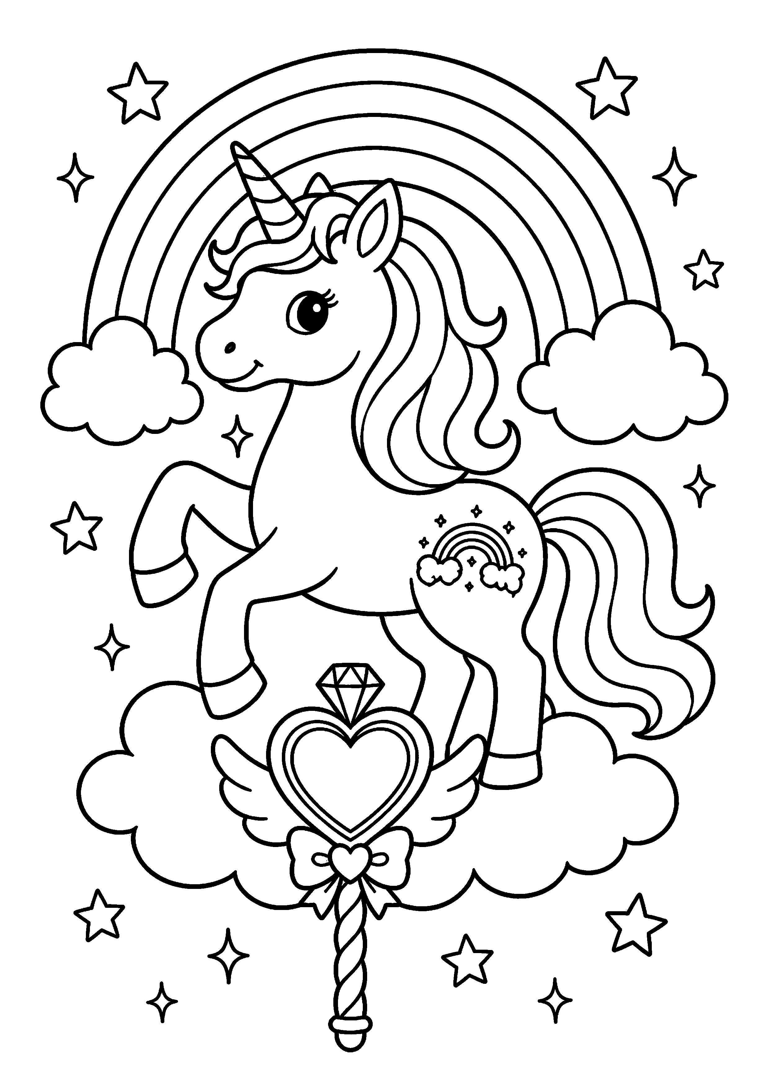 Coloriage Licorne arc-en-ciel à imprimer – dessin n°9