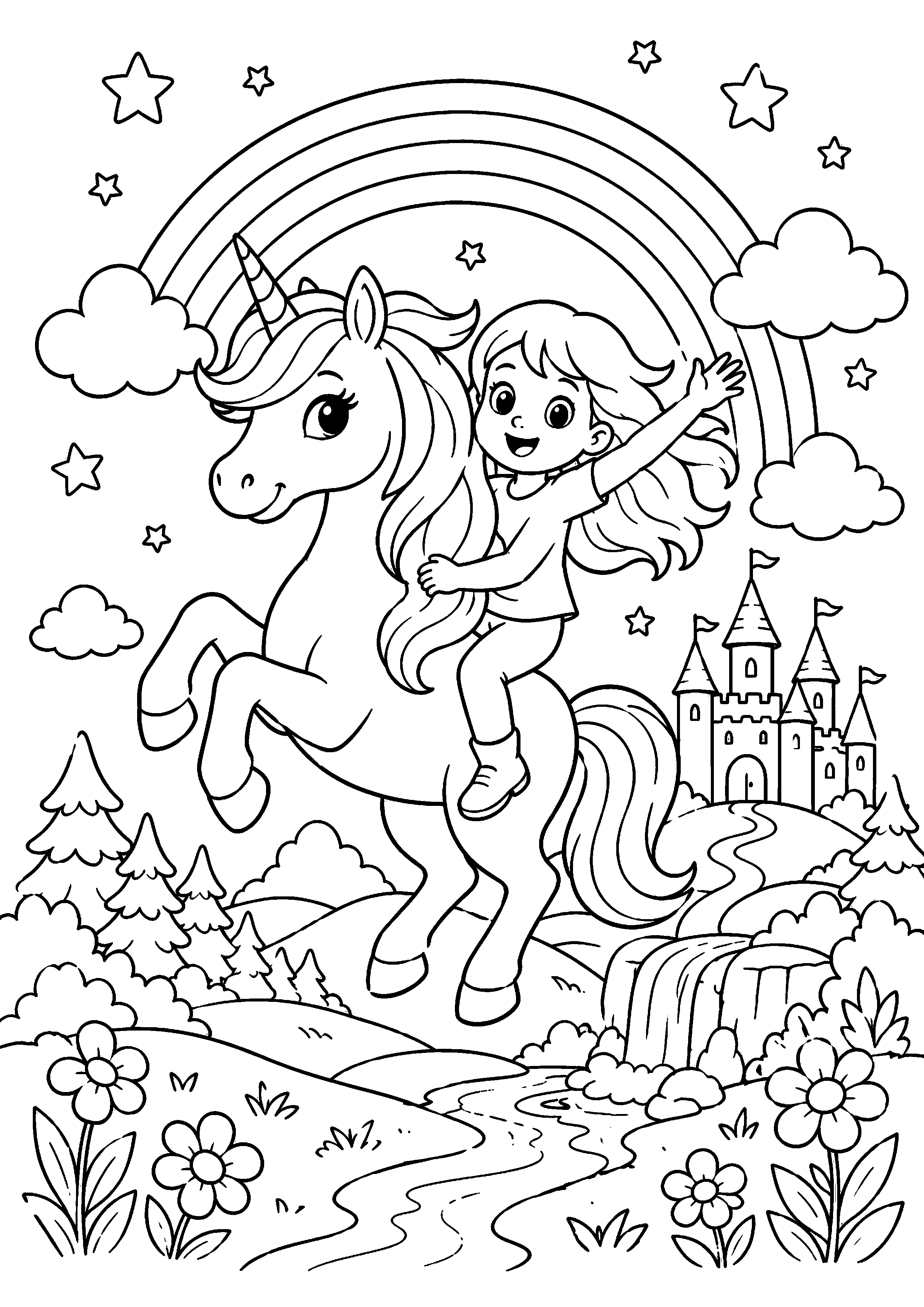 Coloriage Licorne arc-en-ciel à imprimer – dessin n°11