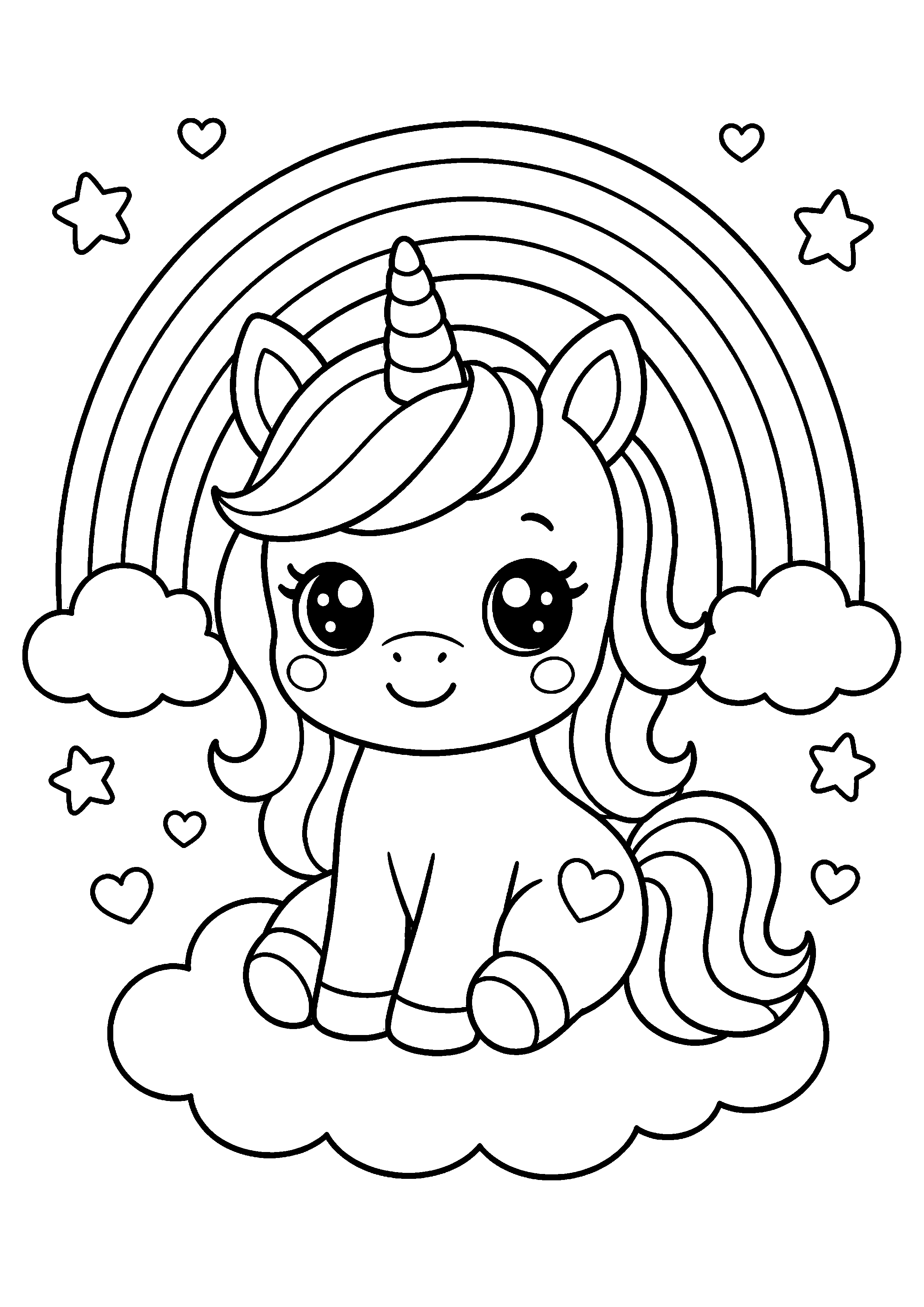 Coloriage Licorne arc-en-ciel à imprimer – dessin n°12