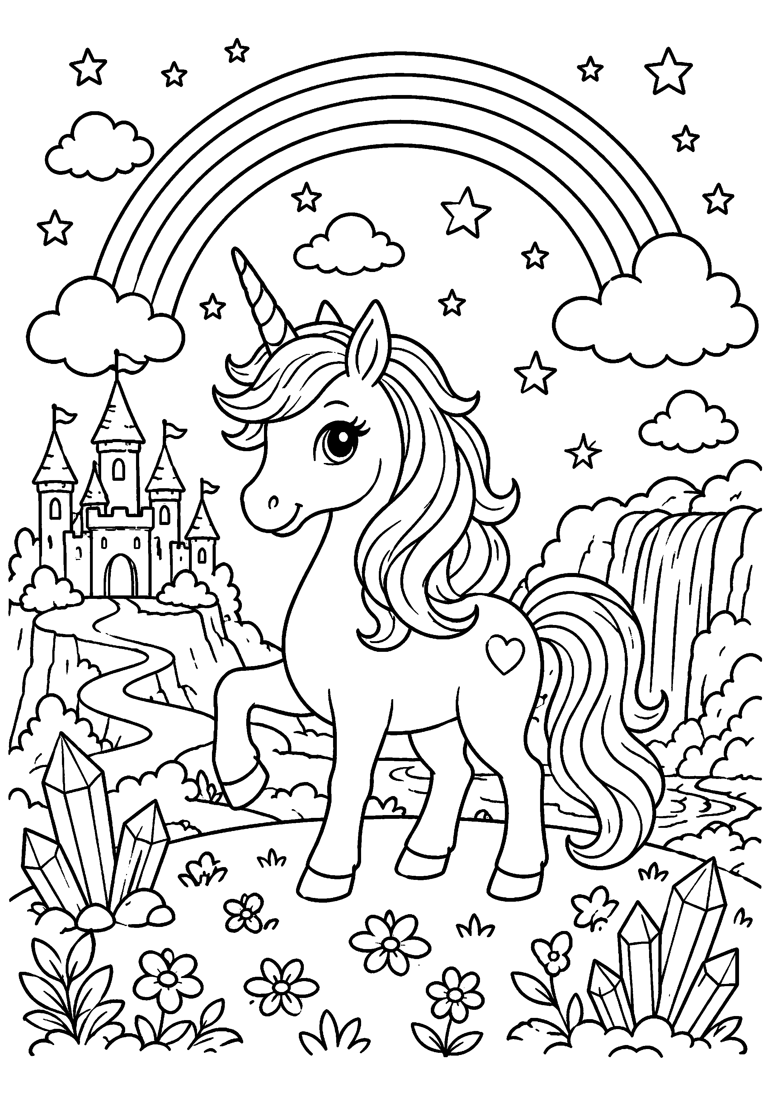 Coloriage Licorne arc-en-ciel à imprimer – dessin n°13