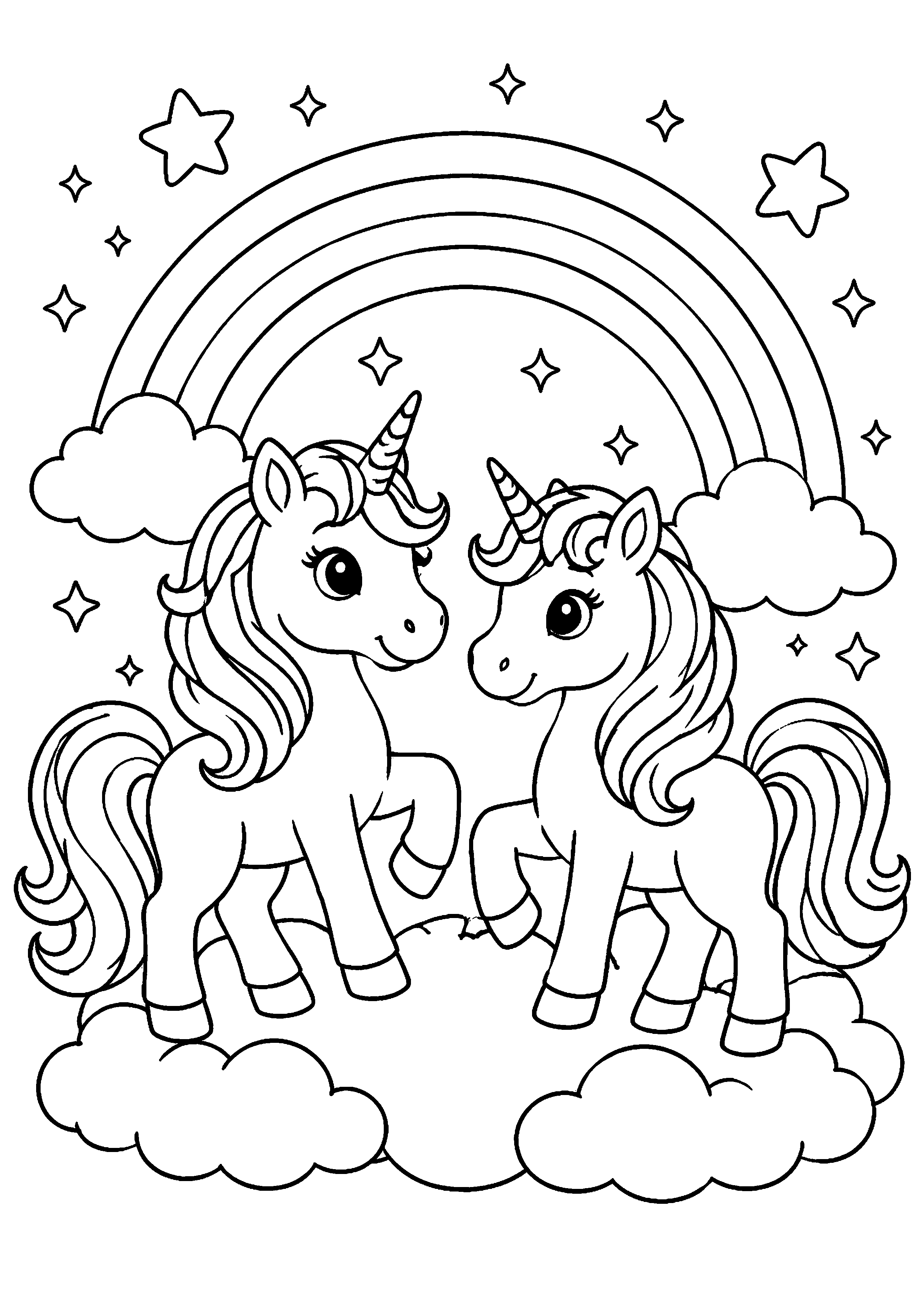 Coloriage Licorne arc-en-ciel à imprimer – dessin n°15