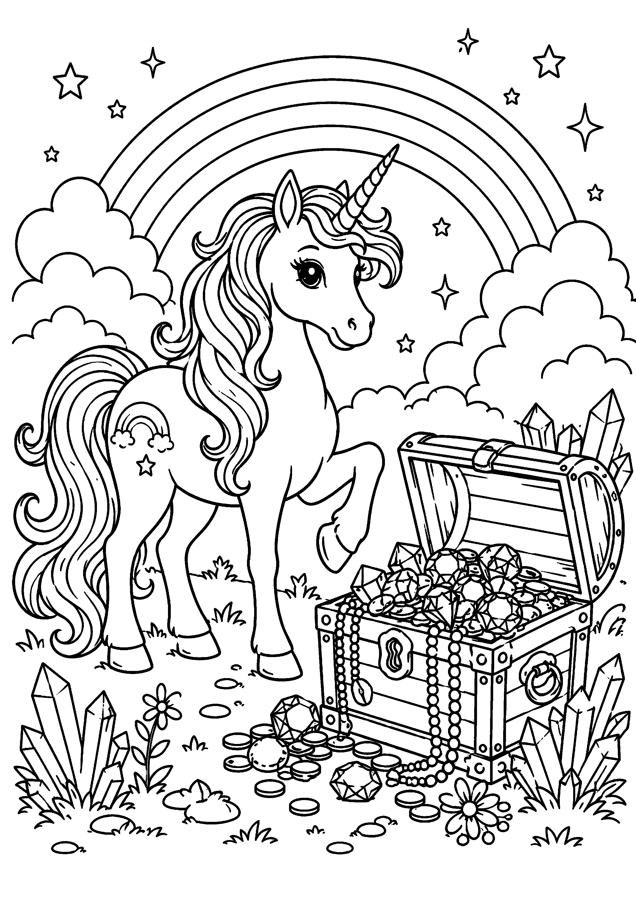 Coloriage Licorne arc-en-ciel à imprimer – dessin n°17