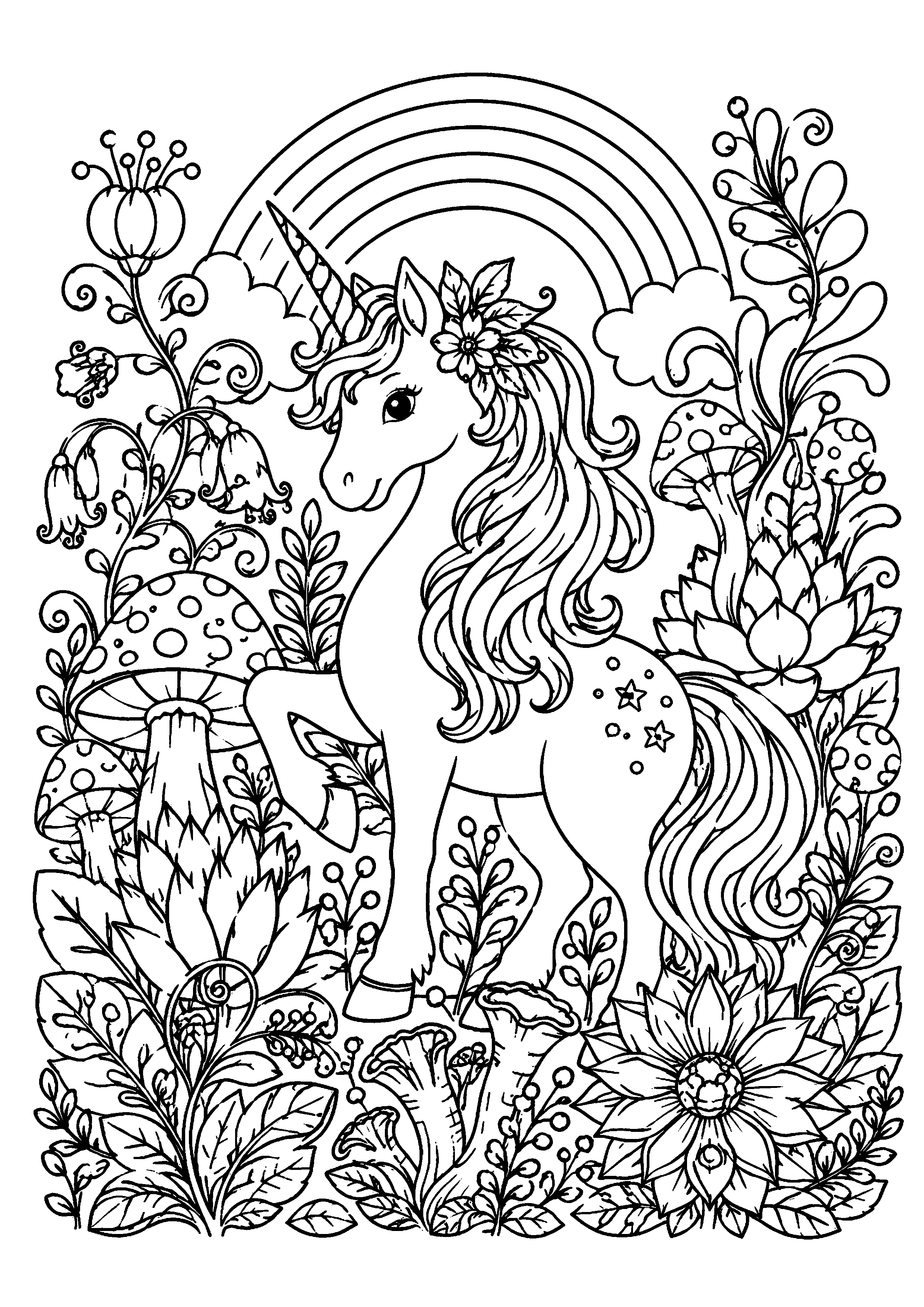 Coloriage Licorne arc-en-ciel à imprimer – dessin n°18
