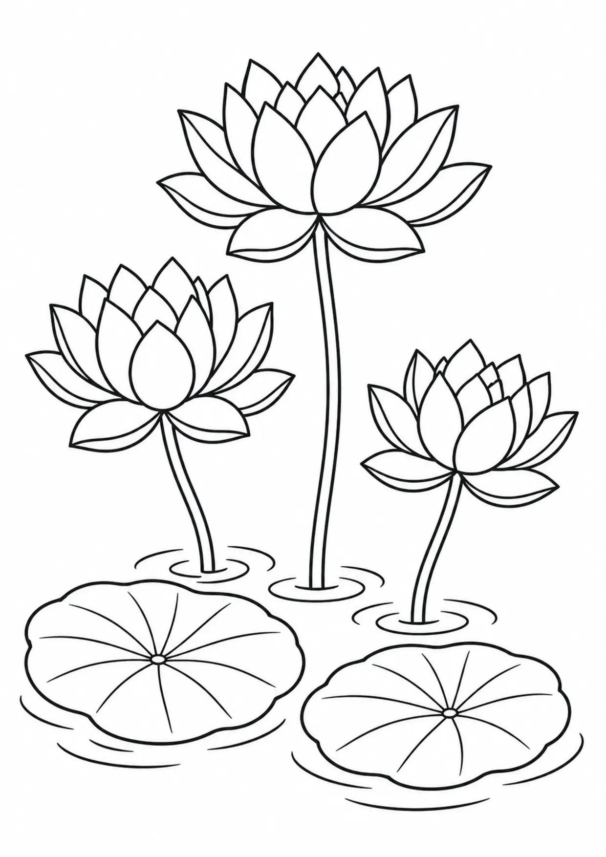 Coloriage lotus : fleur eau, modèle 02