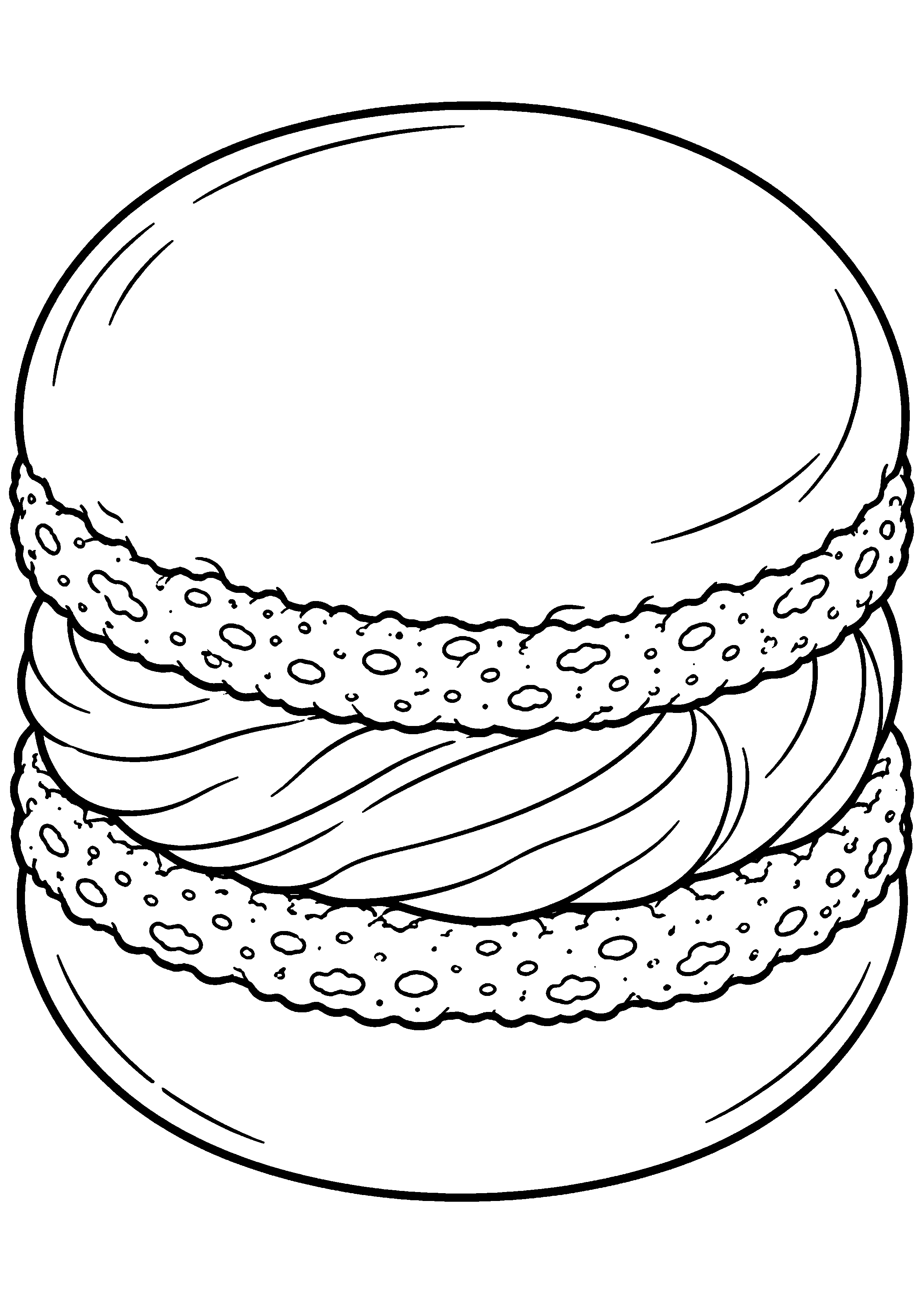 Coloriage macaron entier en très gros plan à imprimer