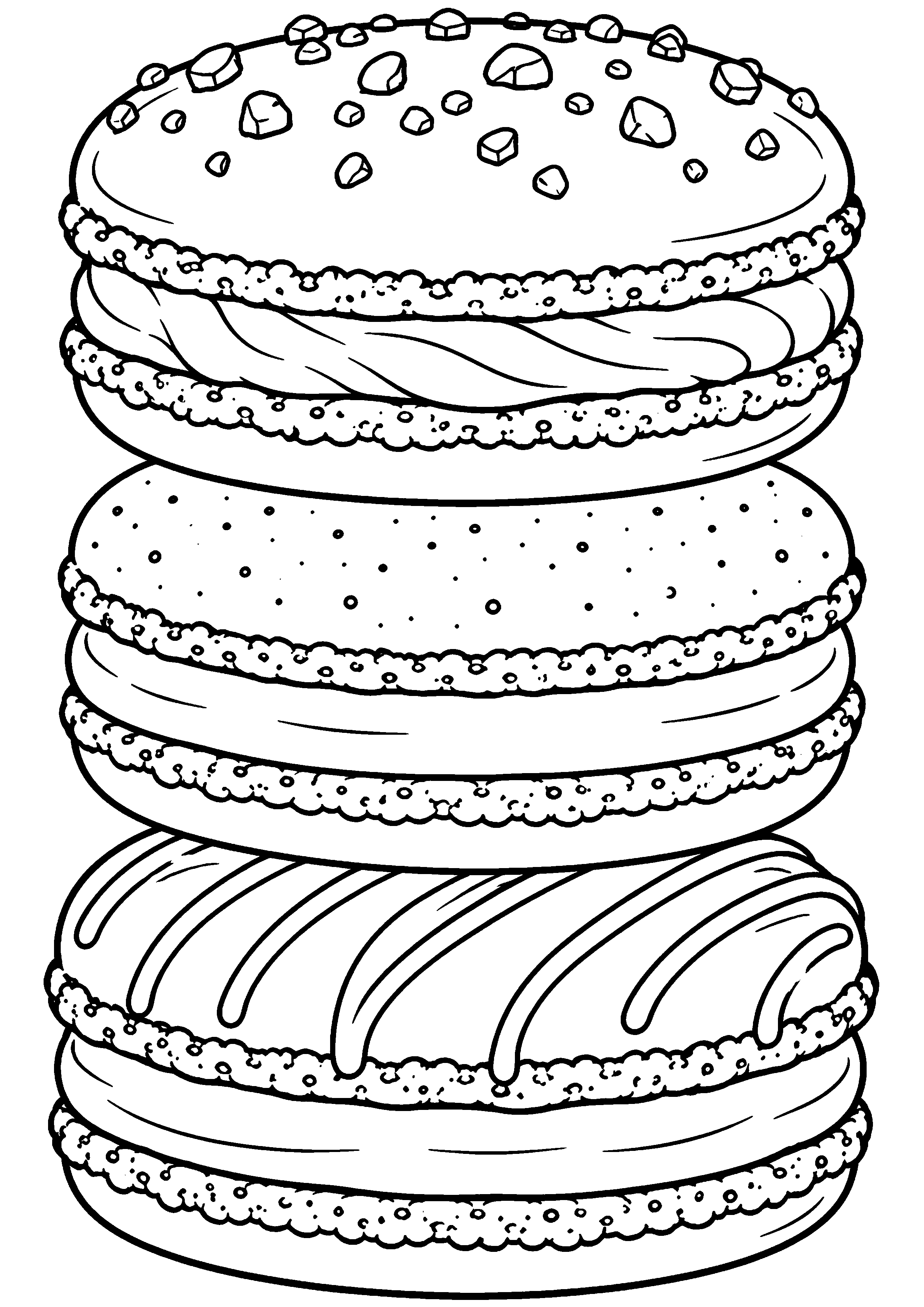 Coloriage macaron en vue de trois quarts à imprimer