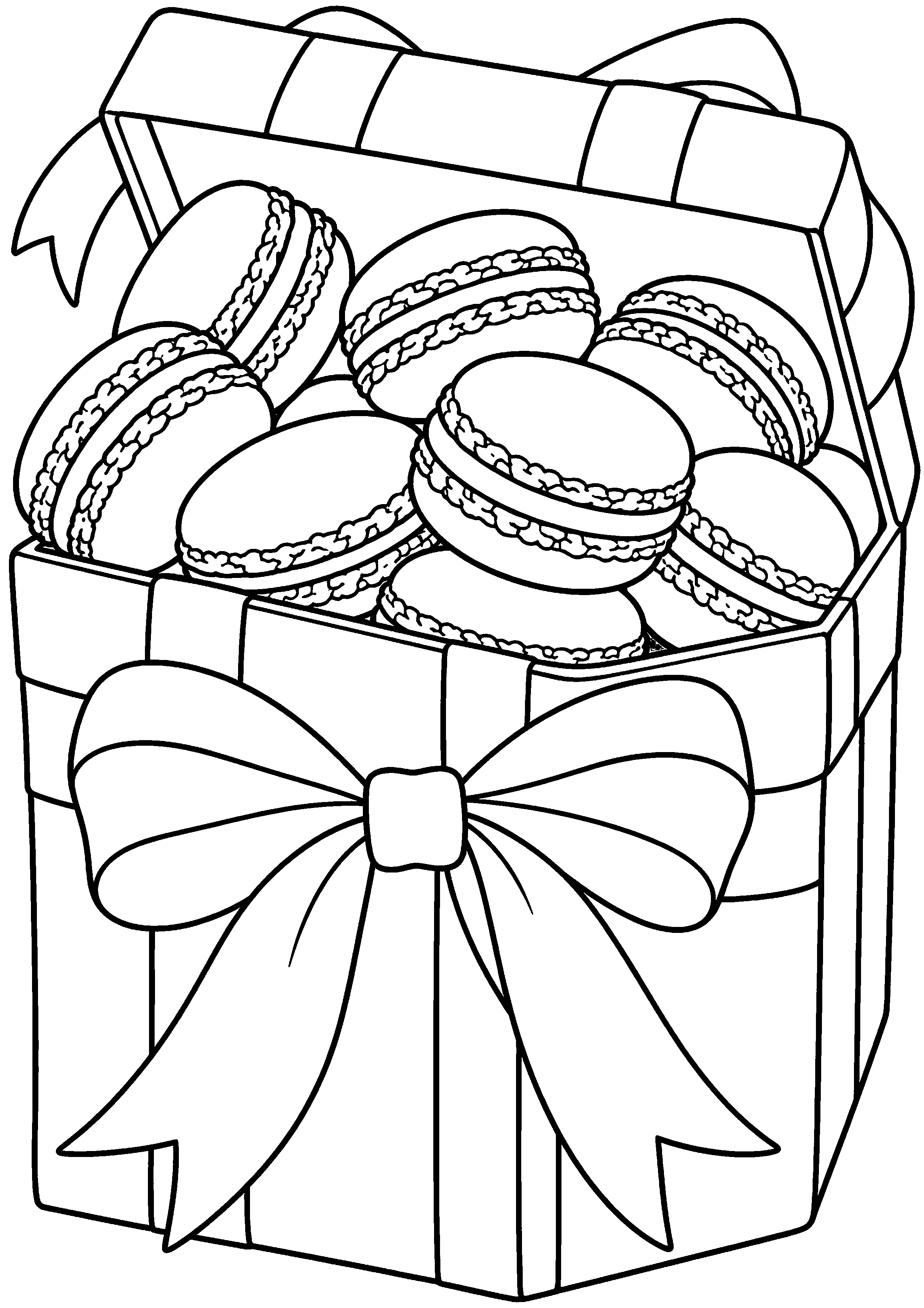 Coloriage macaron vu de dessus en pleine page à imprimer