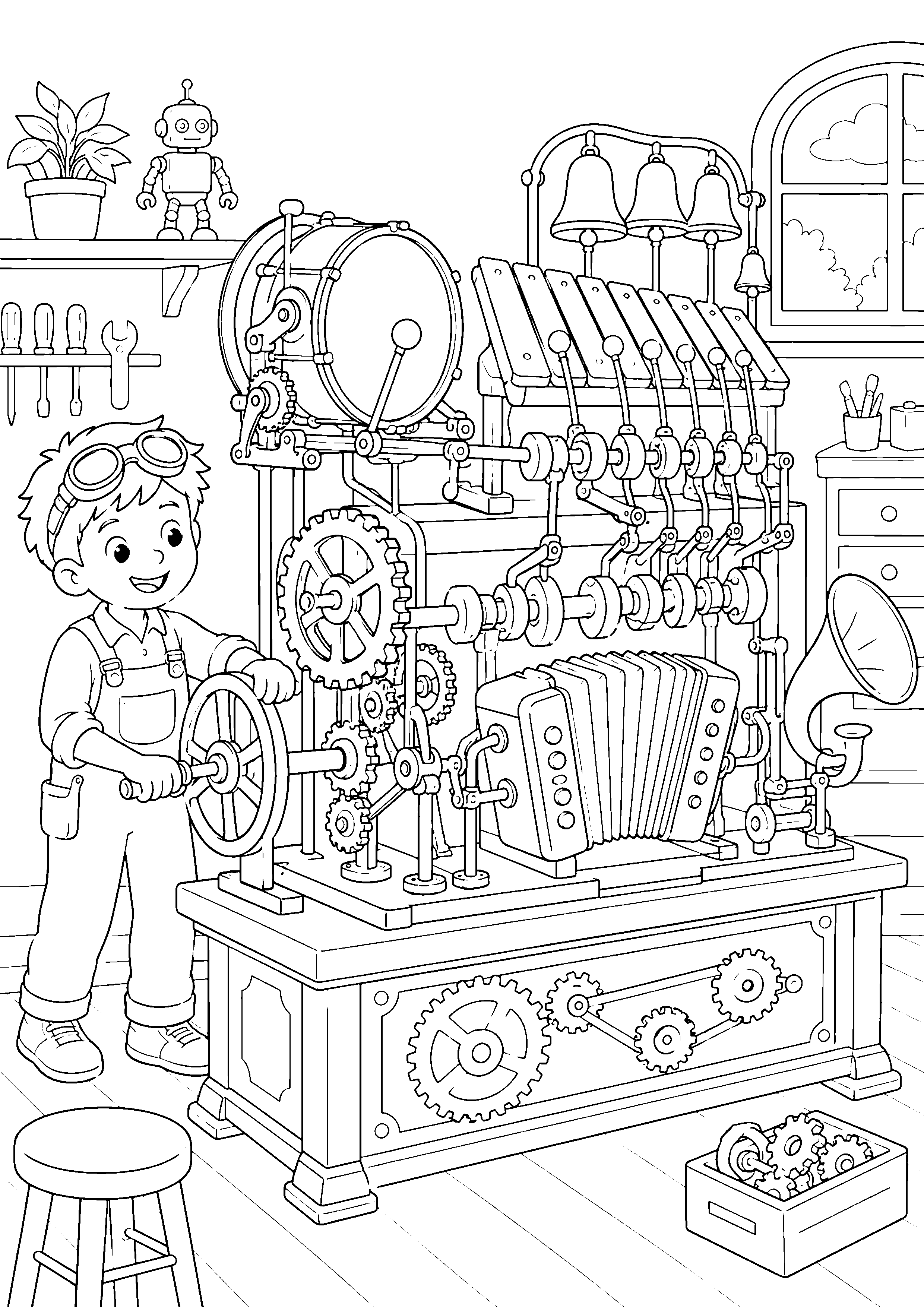 Coloriage machine d’inventeur à imprimer – dessin n°8