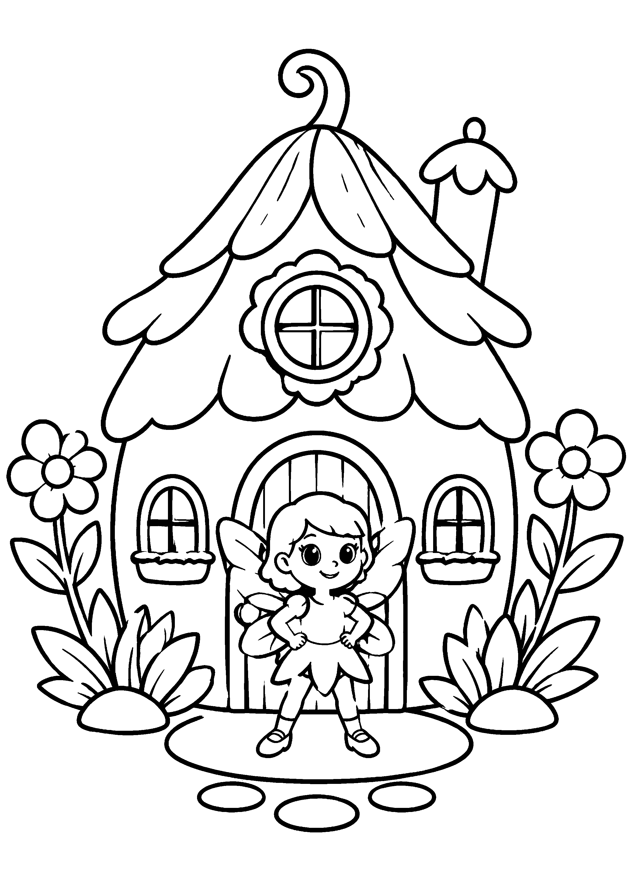 Coloriage Maison de fée à imprimer – dessin 2