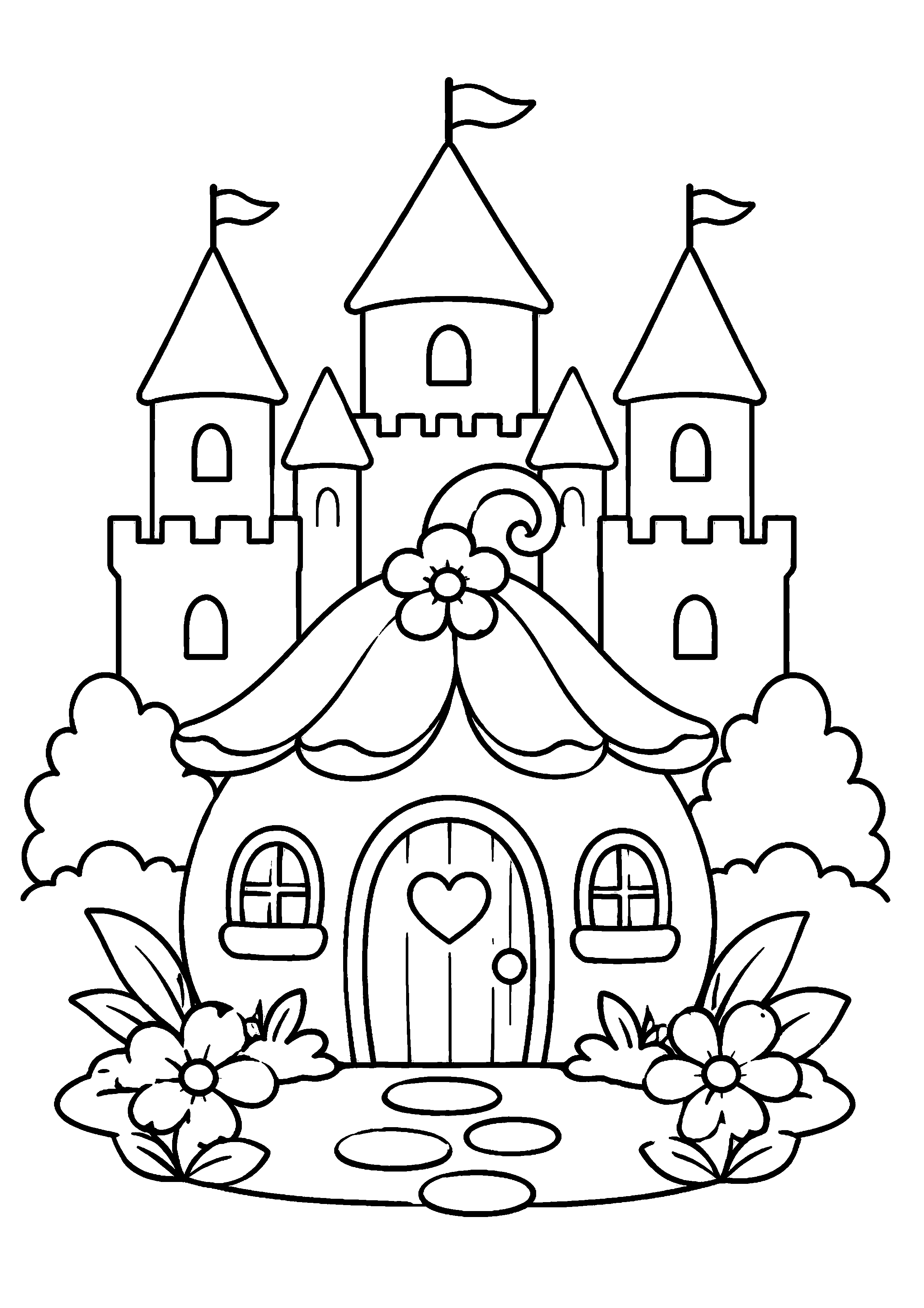 Coloriage Maison de fée à imprimer – dessin 4