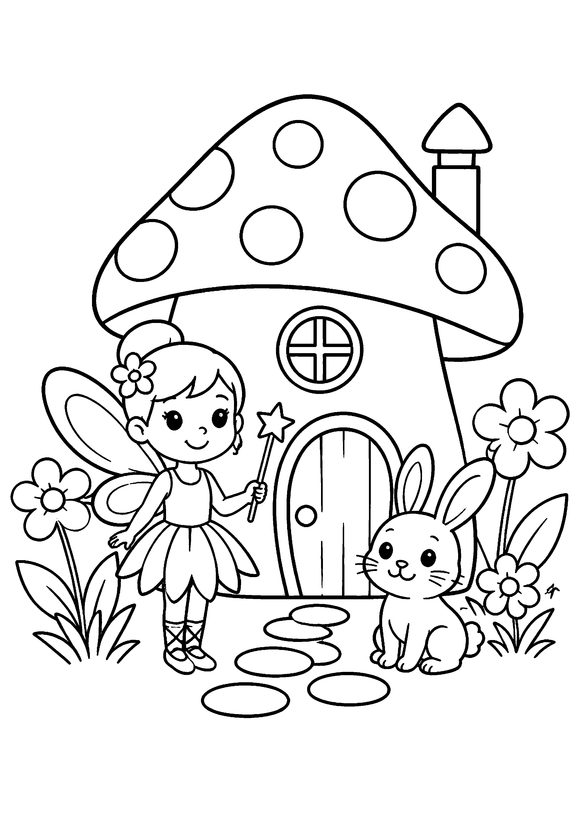 Coloriage Maison de fée à imprimer – dessin n°6