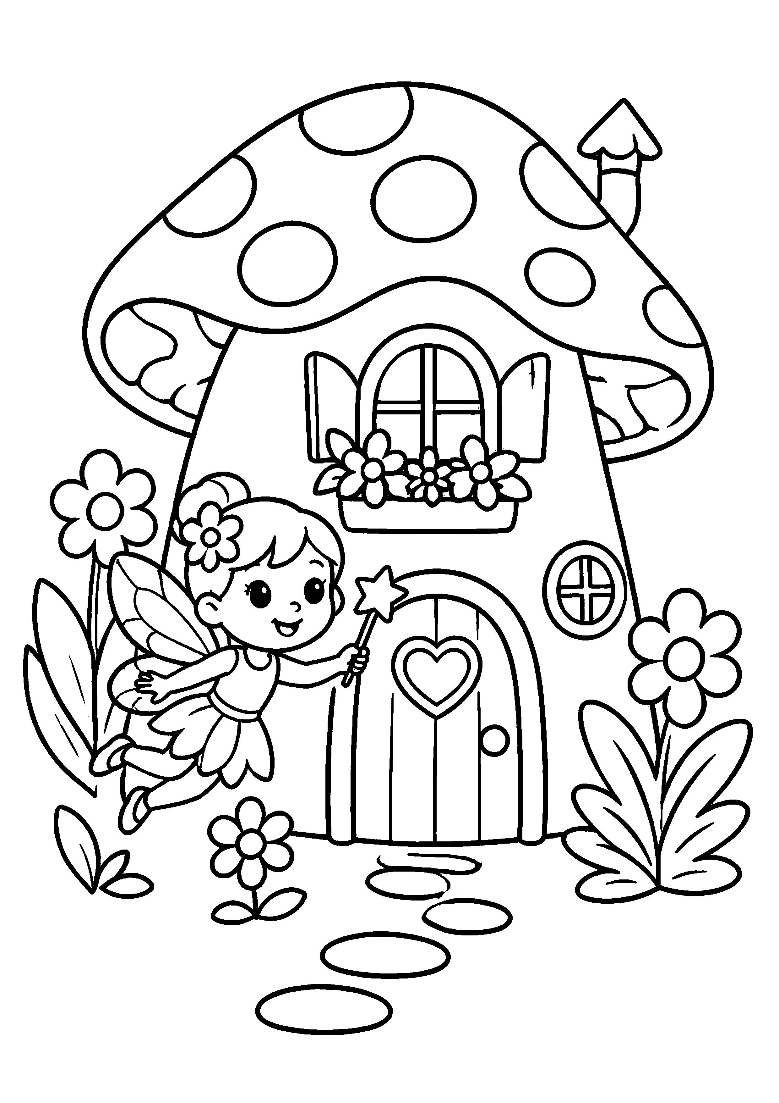 Coloriage Maison de fée à imprimer – dessin n°7