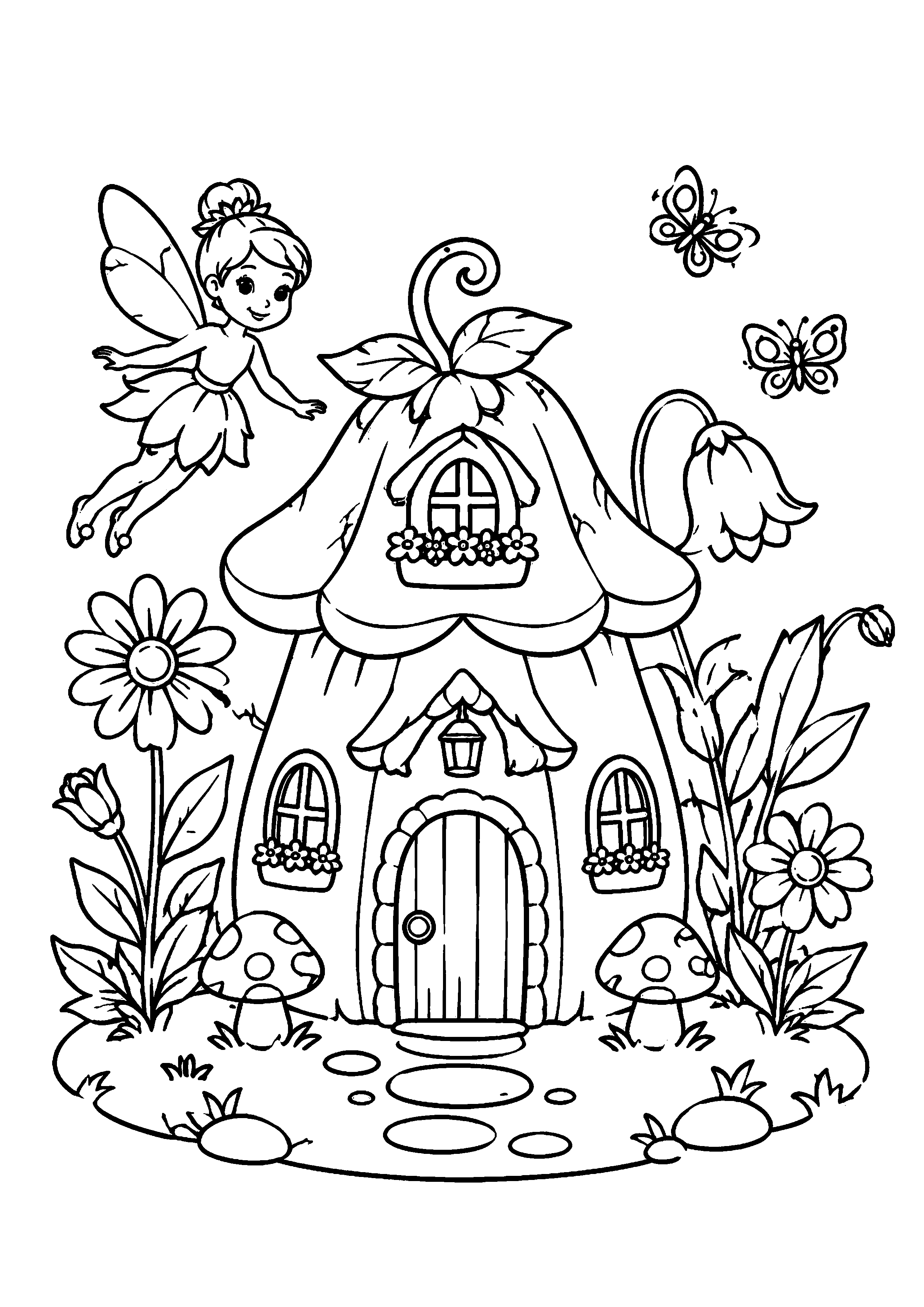 Coloriage Maison de fée à imprimer – dessin n°8