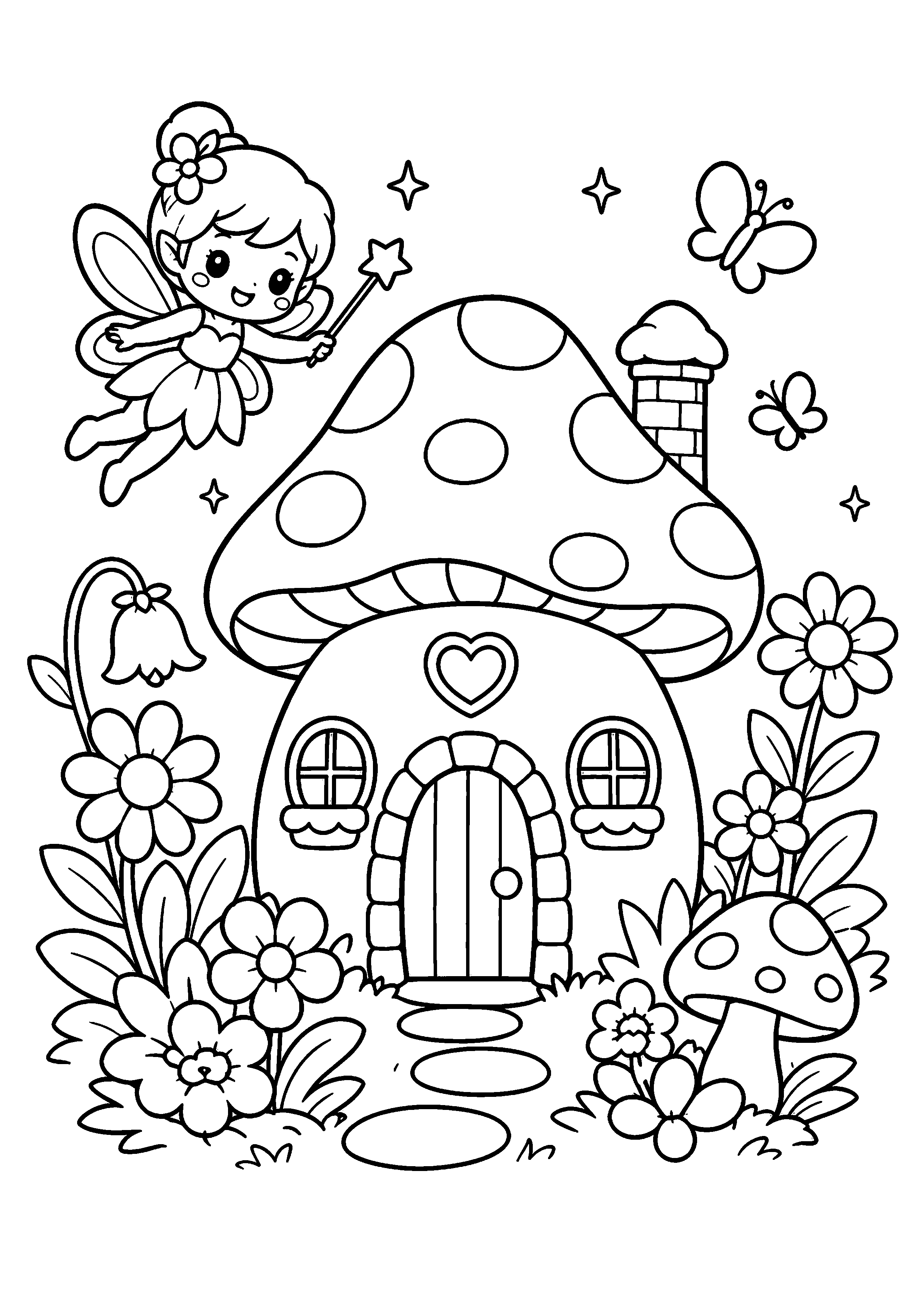 Coloriage Maison de fée à imprimer – dessin n°12