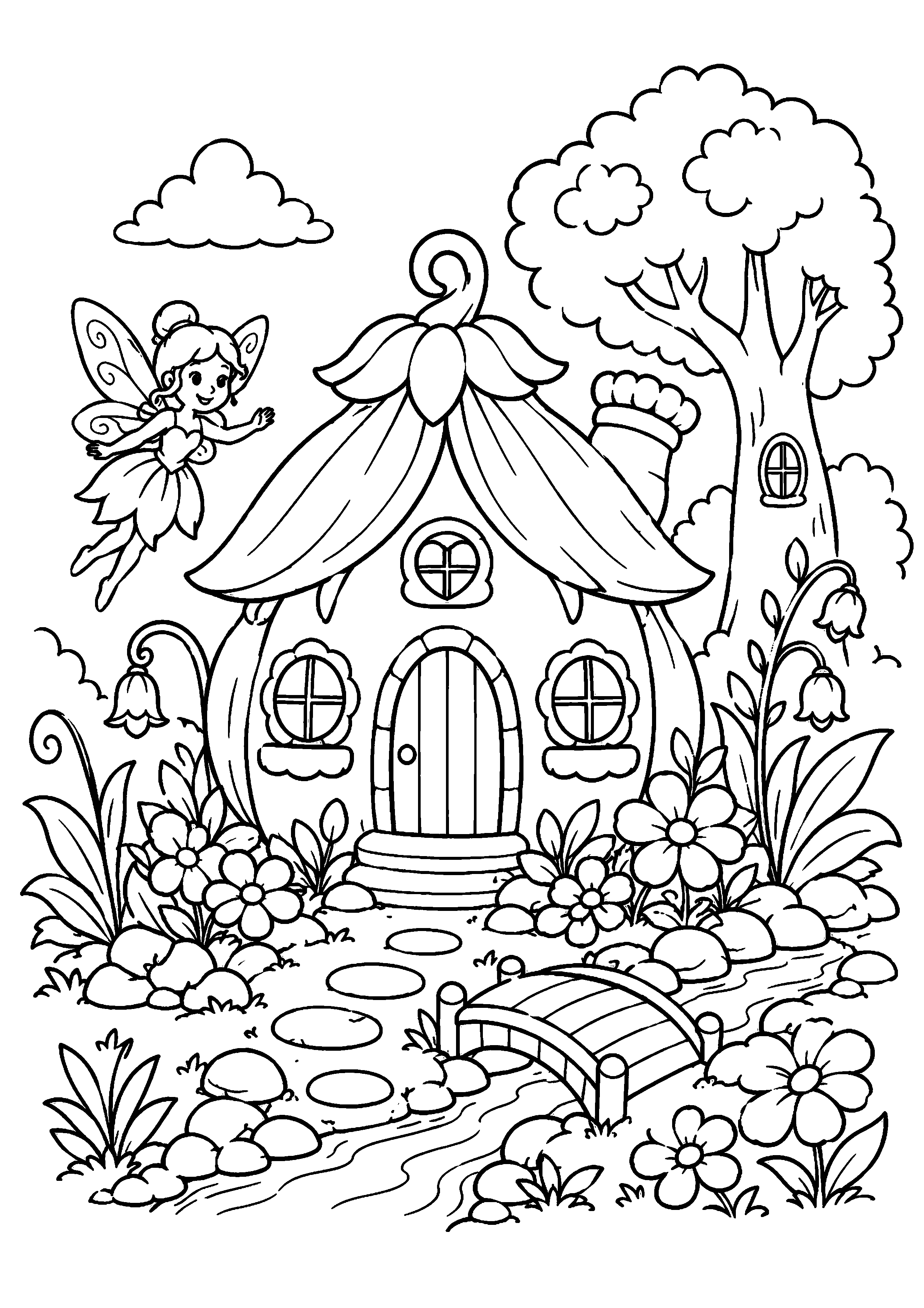 Coloriage Maison de fée à imprimer – dessin n°13