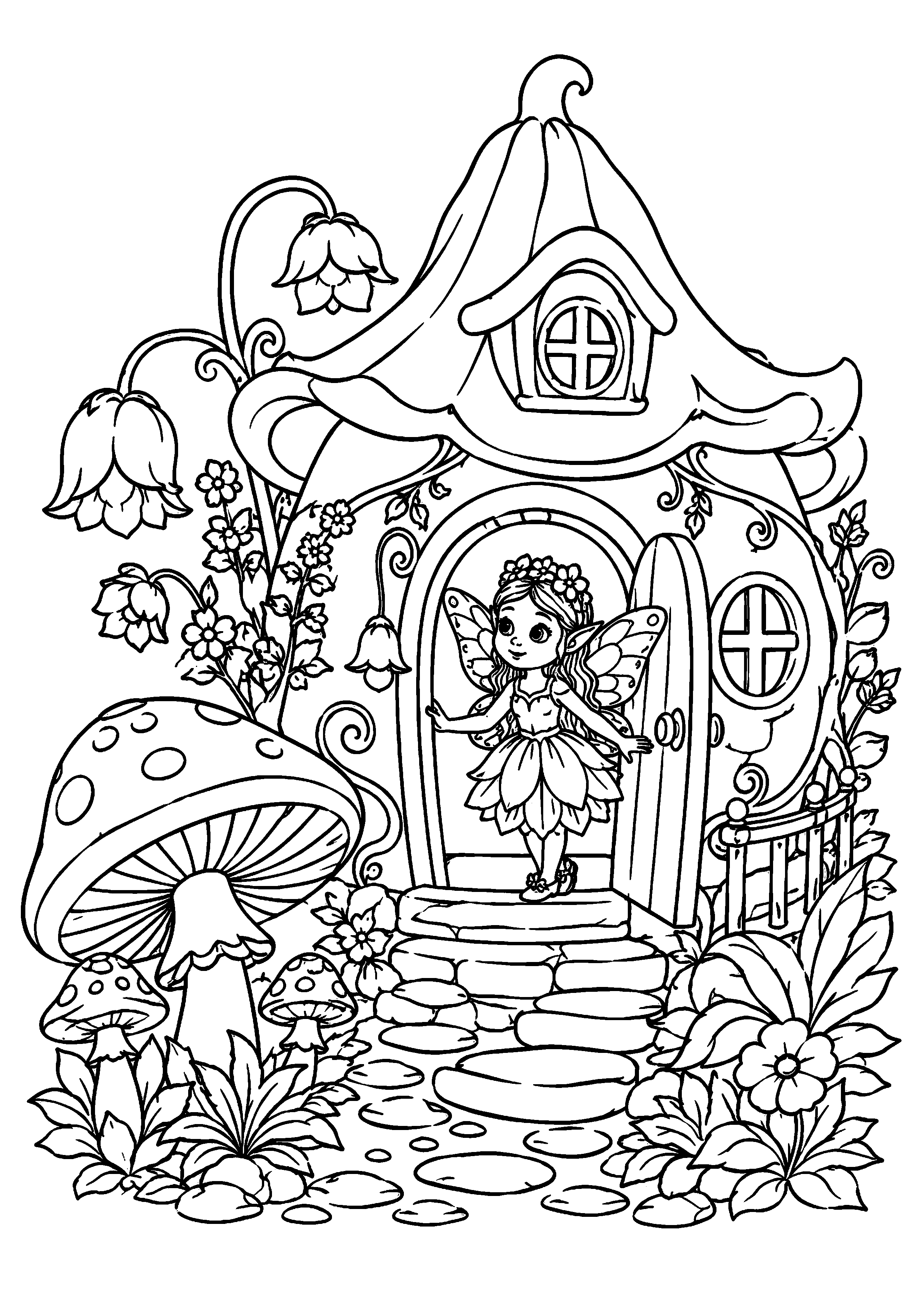 Coloriage Maison de fée à imprimer – dessin n°16