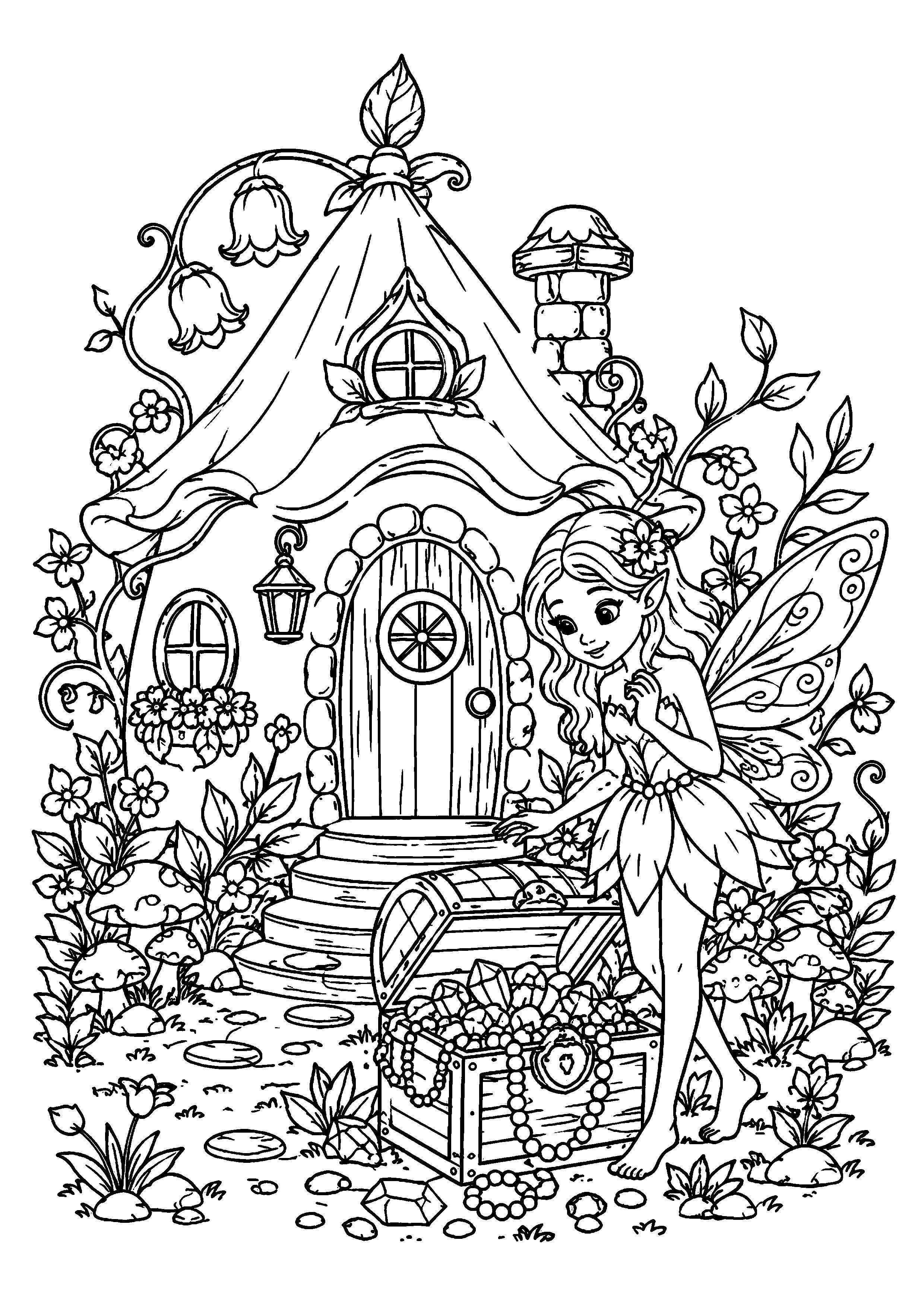 Coloriage Maison de fée à imprimer – dessin n°17