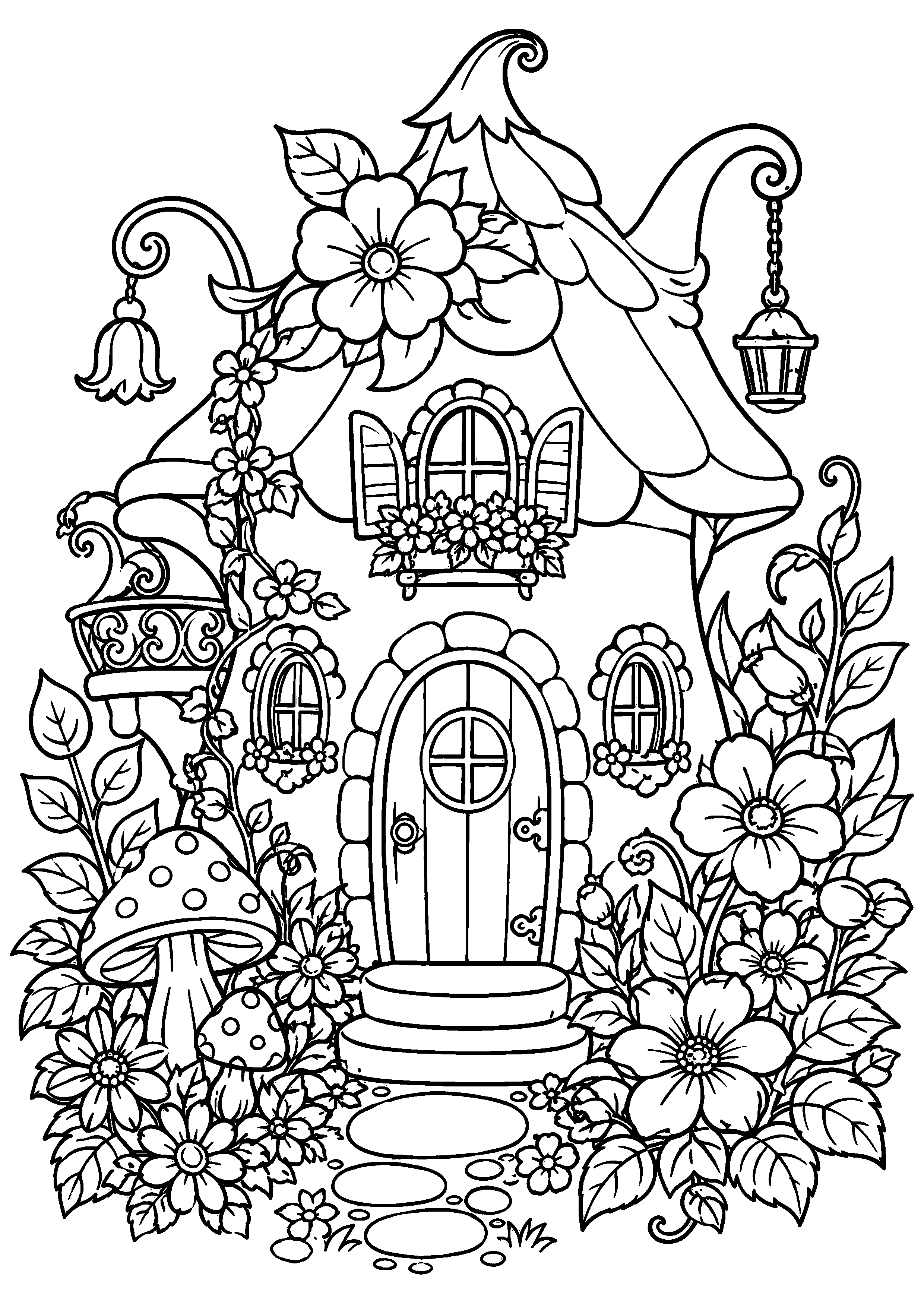 Coloriage Maison de fée à imprimer – dessin n°19