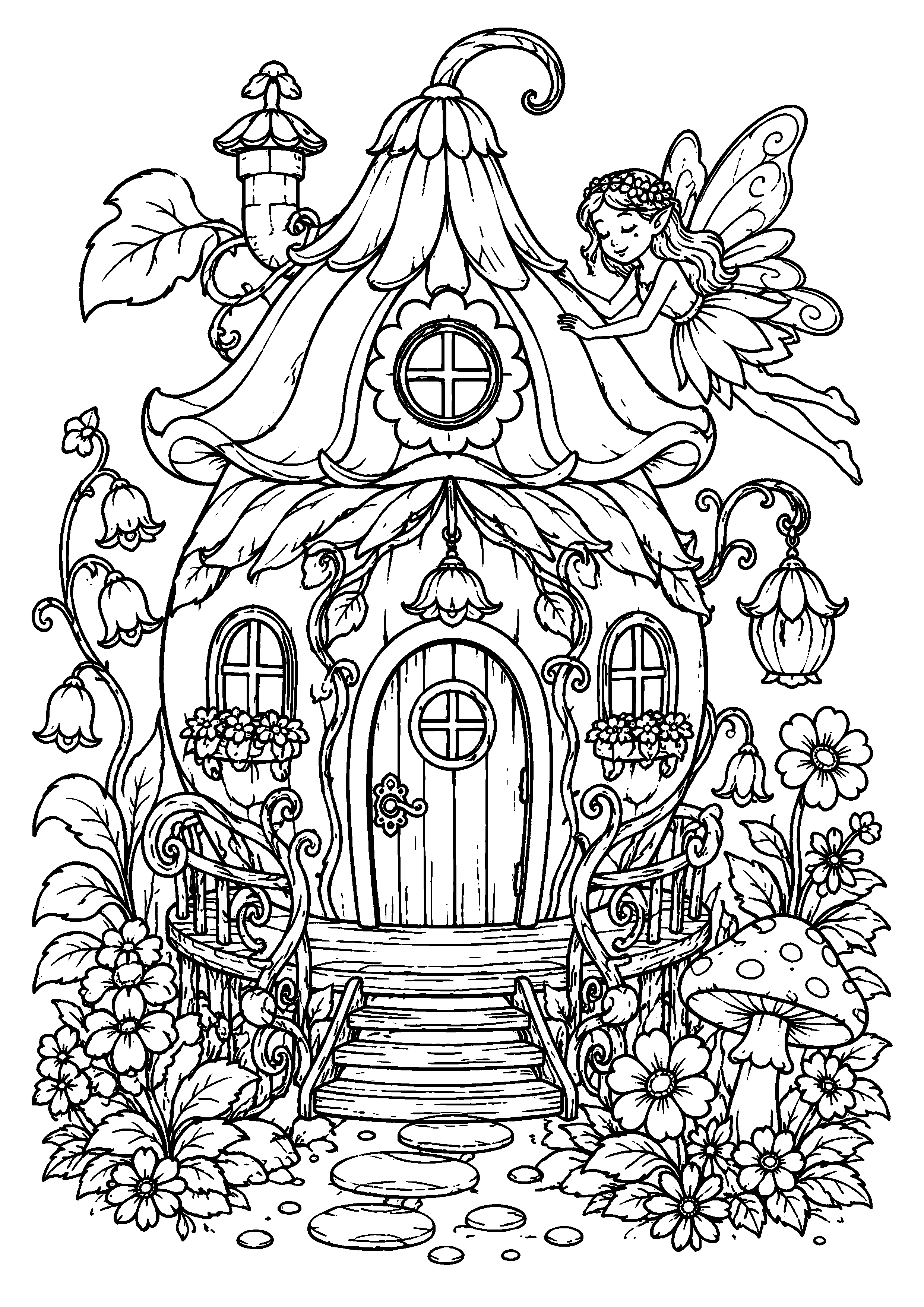 Coloriage Maison de fée à imprimer – dessin n°20