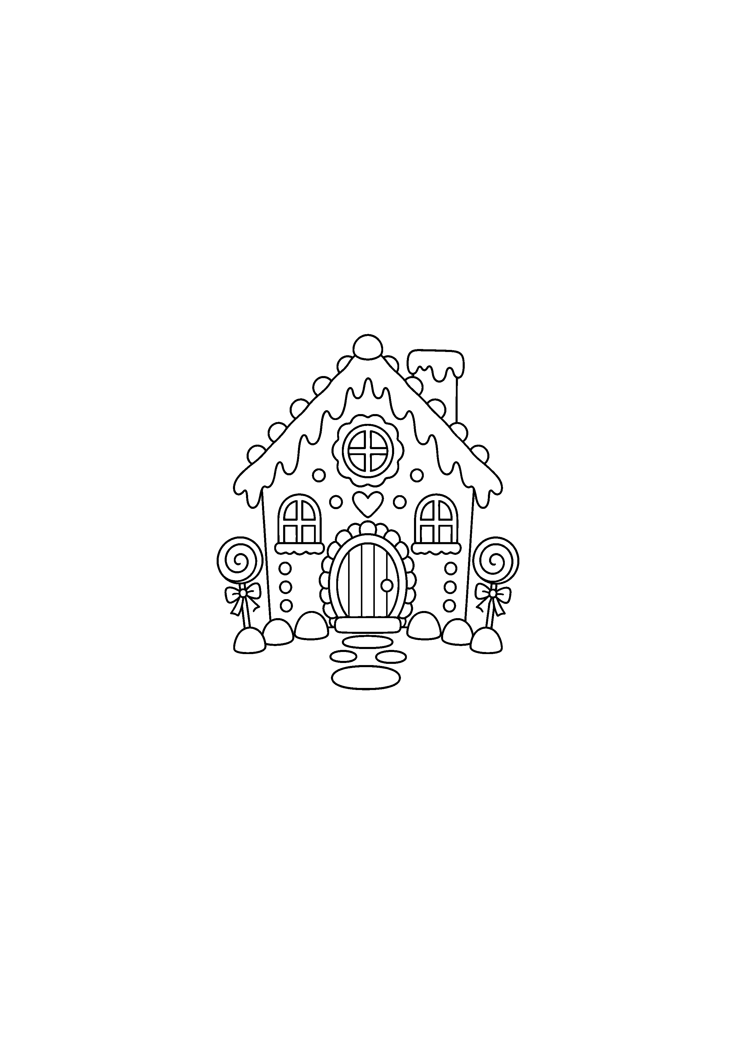 Coloriage Maison simple symétrique avec toit glacé et sucettes à imprimer