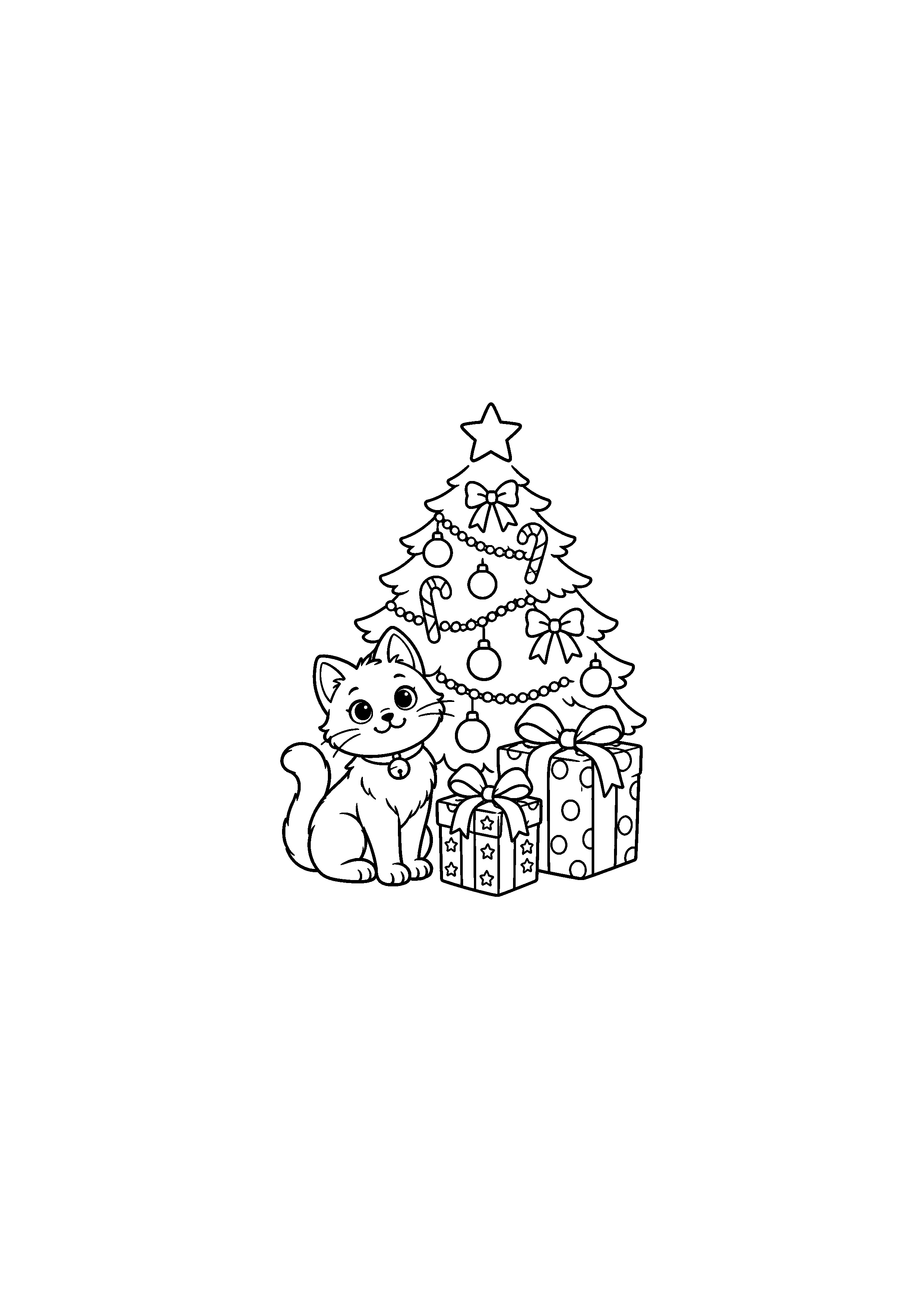 Coloriage Maison avec lutin et sucre d'orge de Noël à imprimer gratuitement