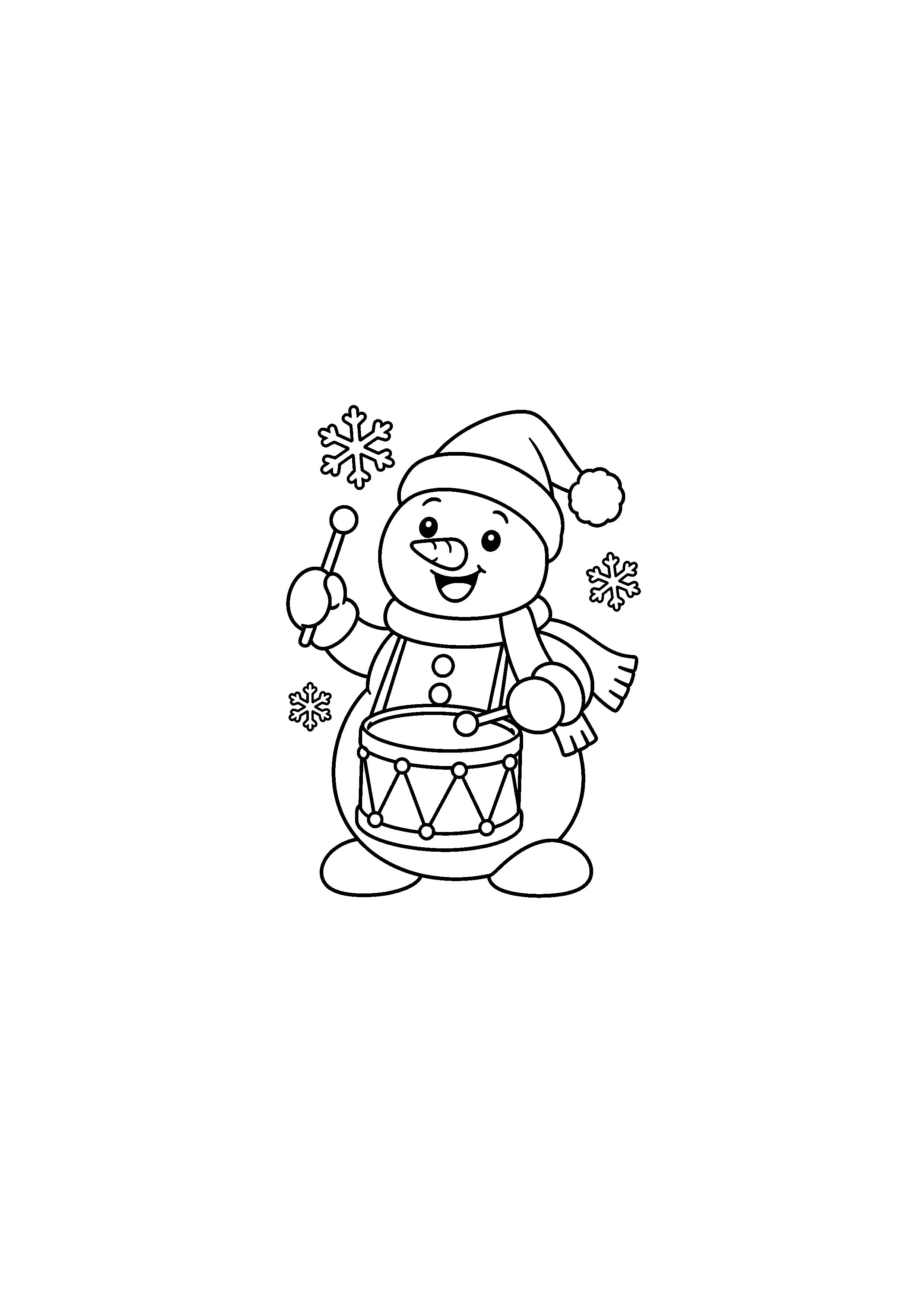 Coloriage Maison de nuit avec lune et flocons de Noël à imprimer gratuitement