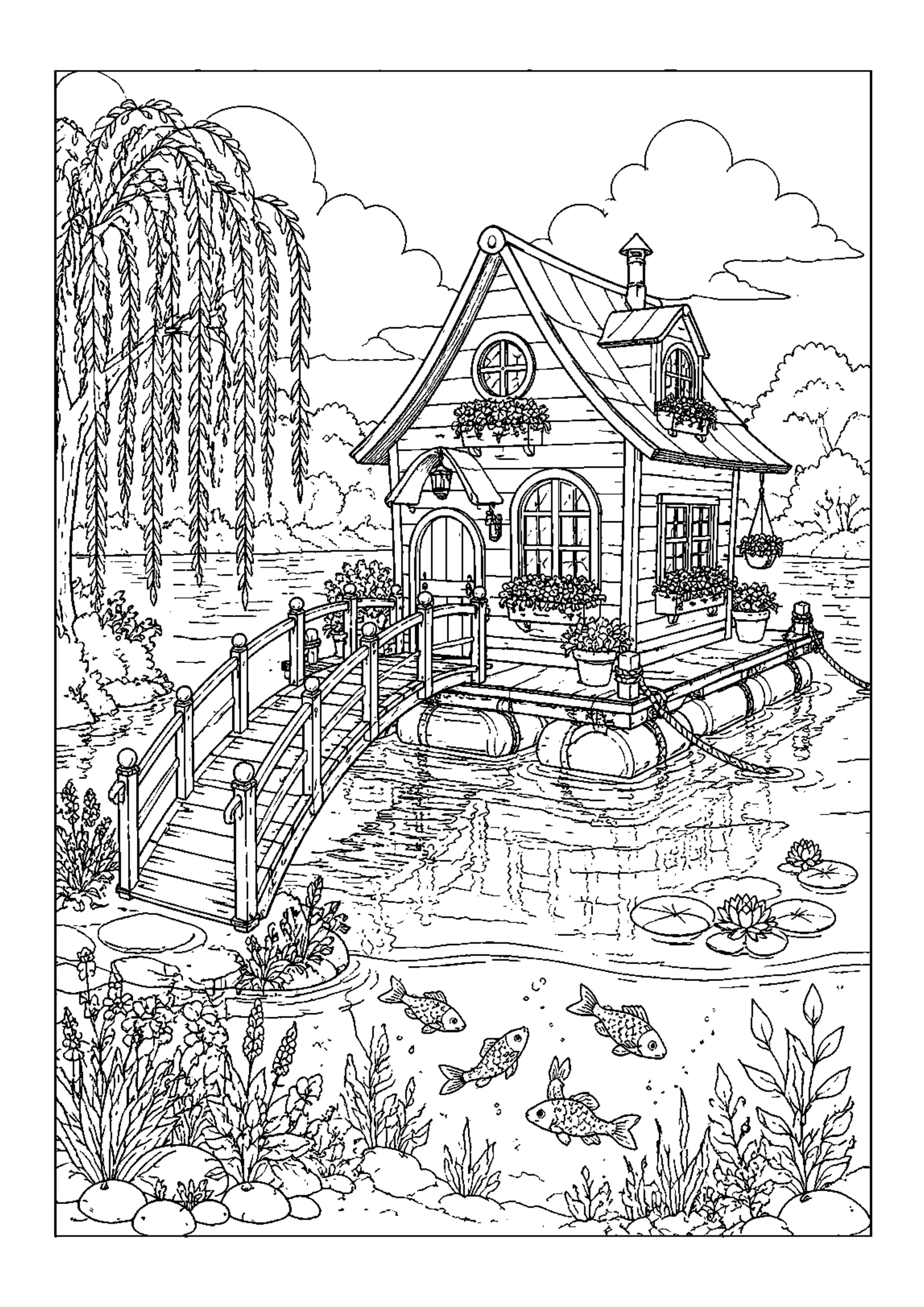 Coloriage Maison flottante à imprimer – dessin n°2