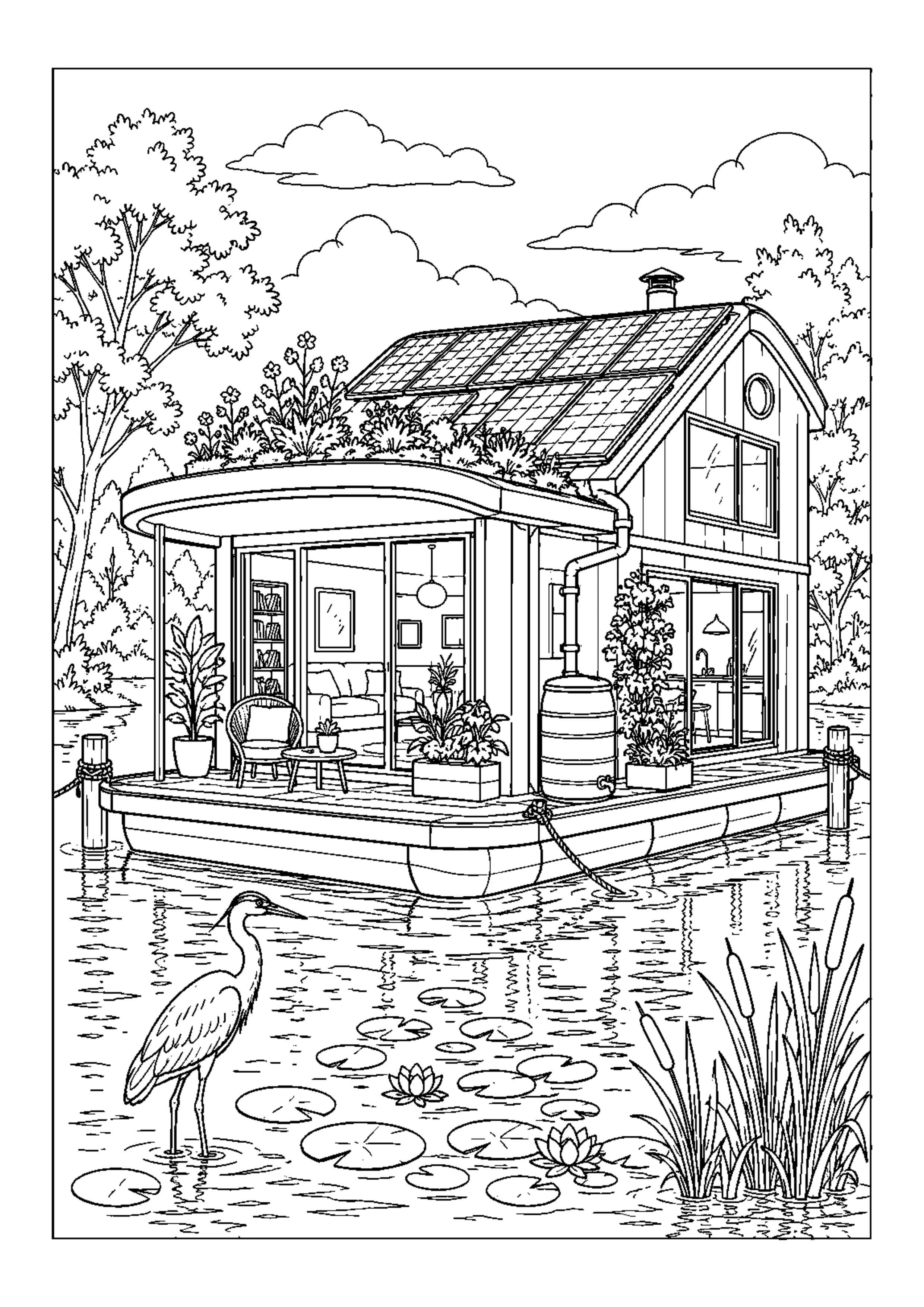 Coloriage Maison flottante à colorier – dessin n°3 à imprimer