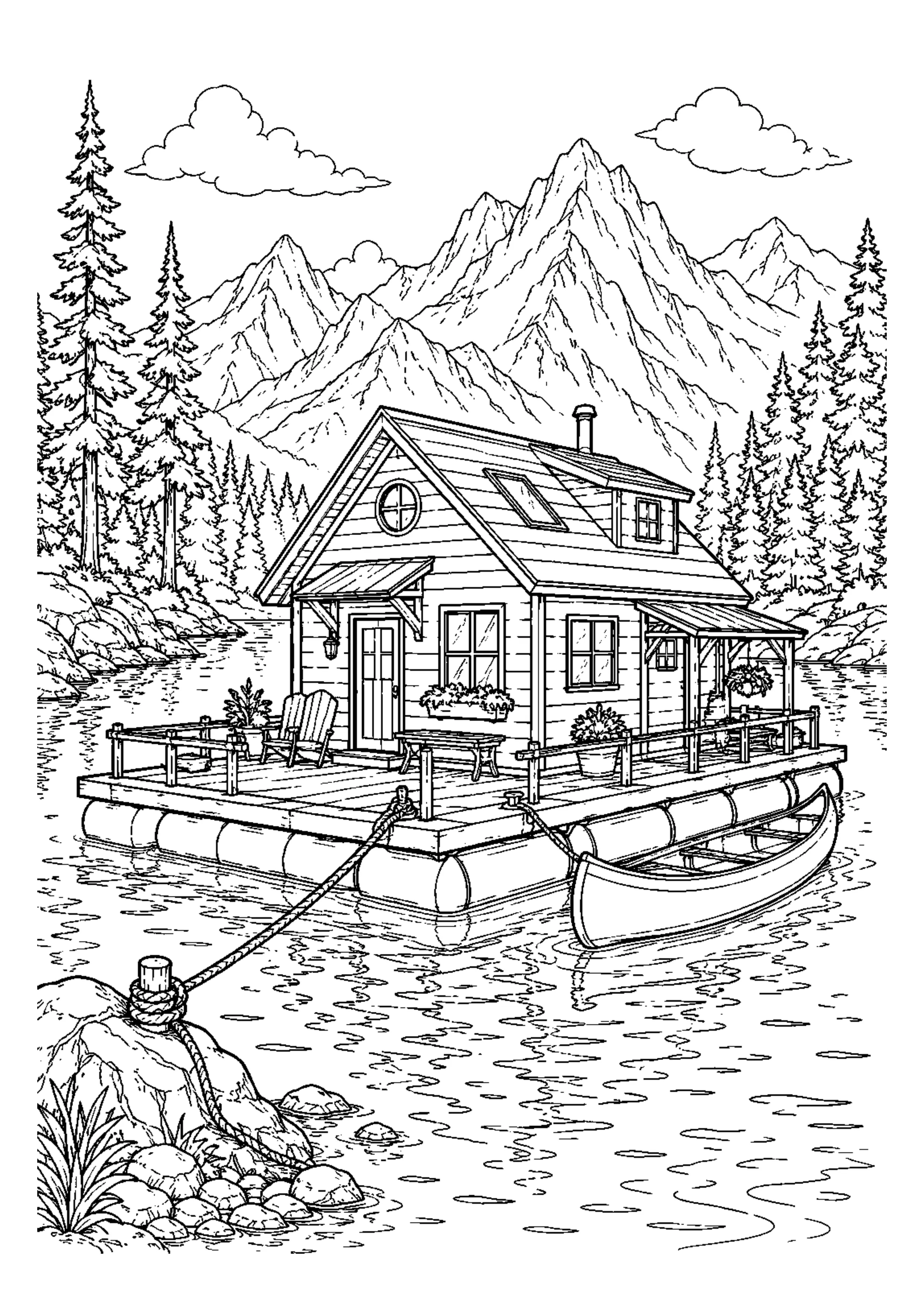 Coloriage Maison flottante à imprimer – dessin n°4