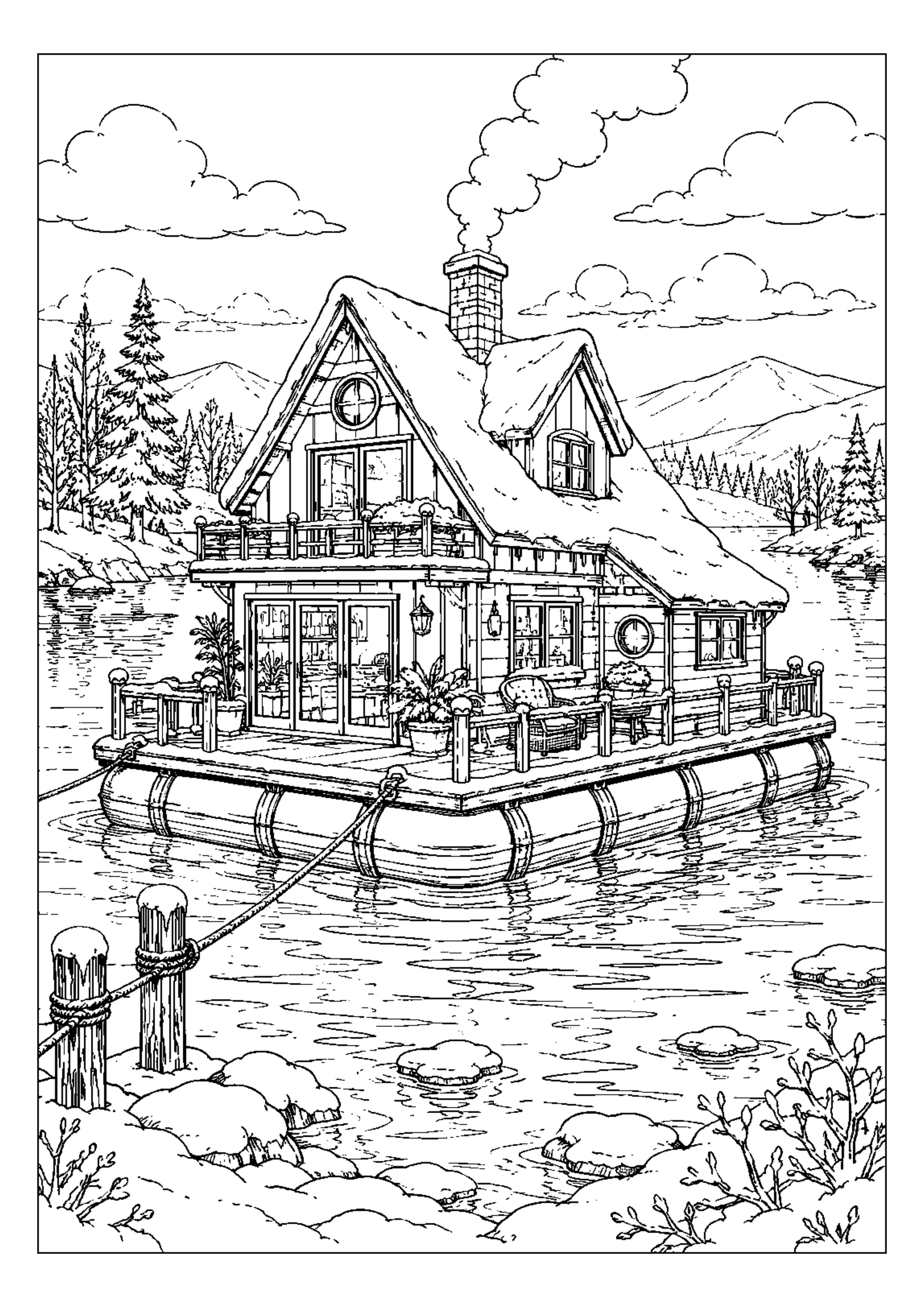 Coloriage Maison flottante à imprimer – dessin n°6