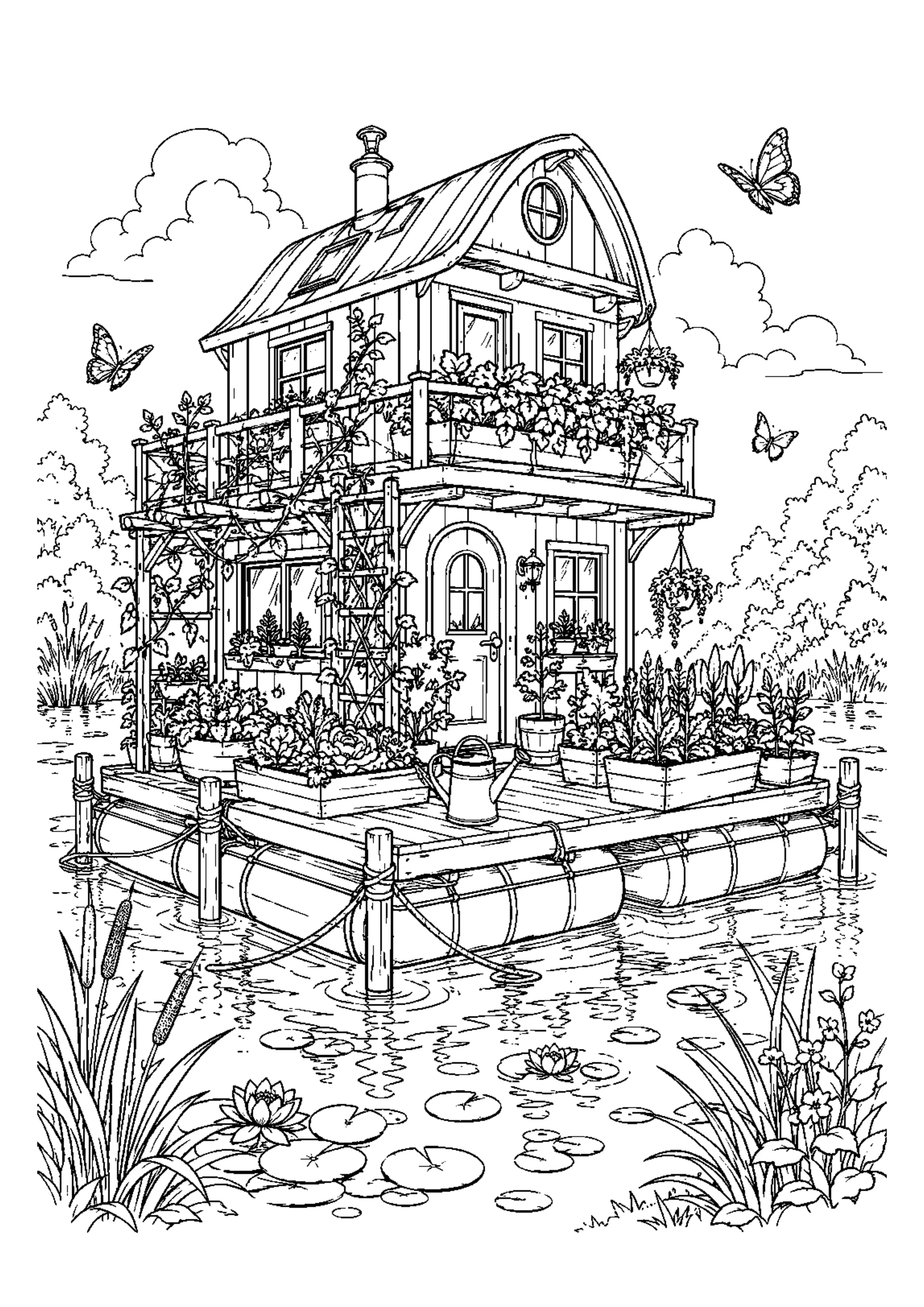 Coloriage Maison flottante à imprimer – dessin n°7