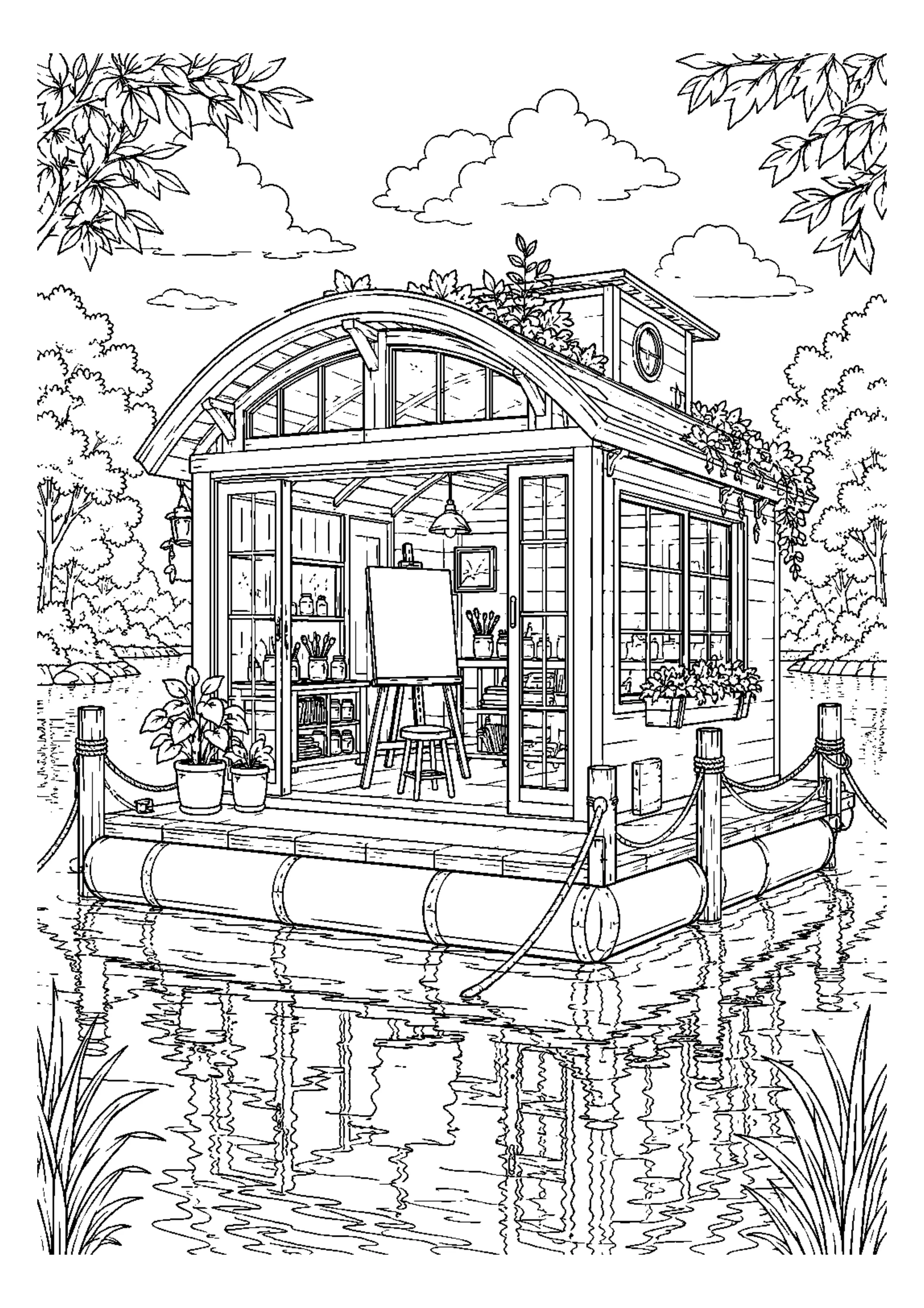 Coloriage Maison flottante à imprimer – dessin n°8