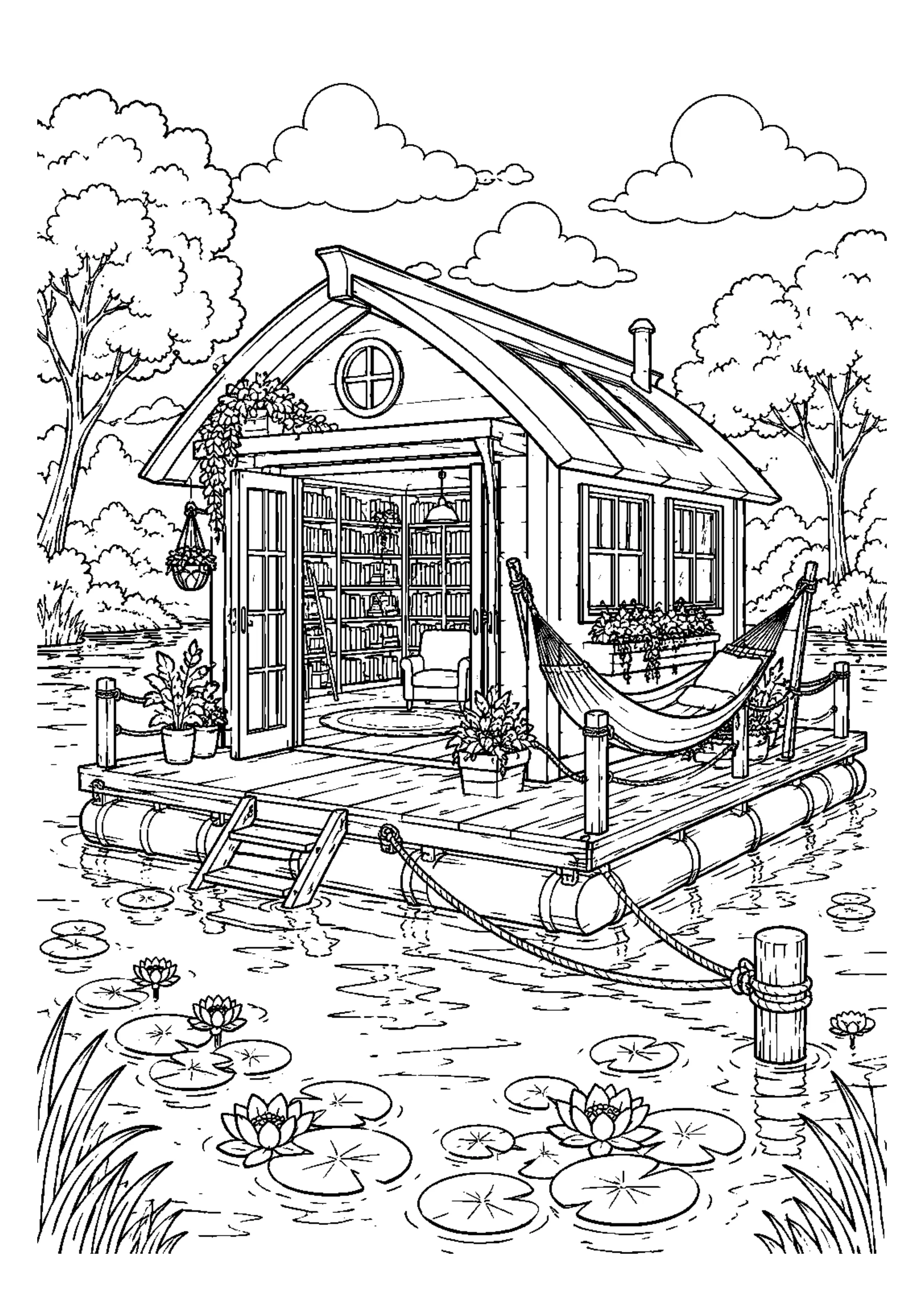Coloriage Maison flottante à imprimer – dessin n°9