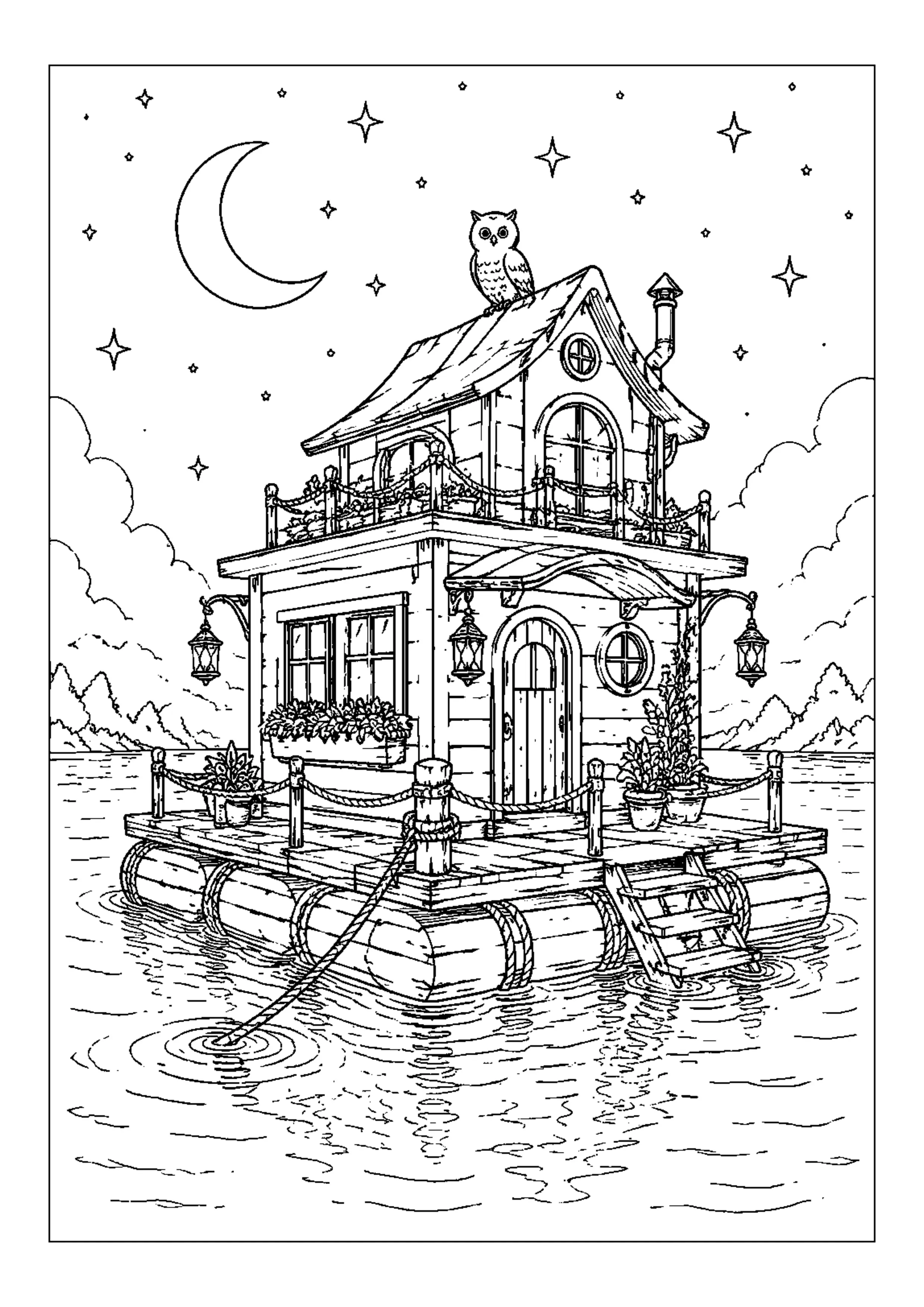 Coloriage Maison flottante à imprimer – dessin n°14