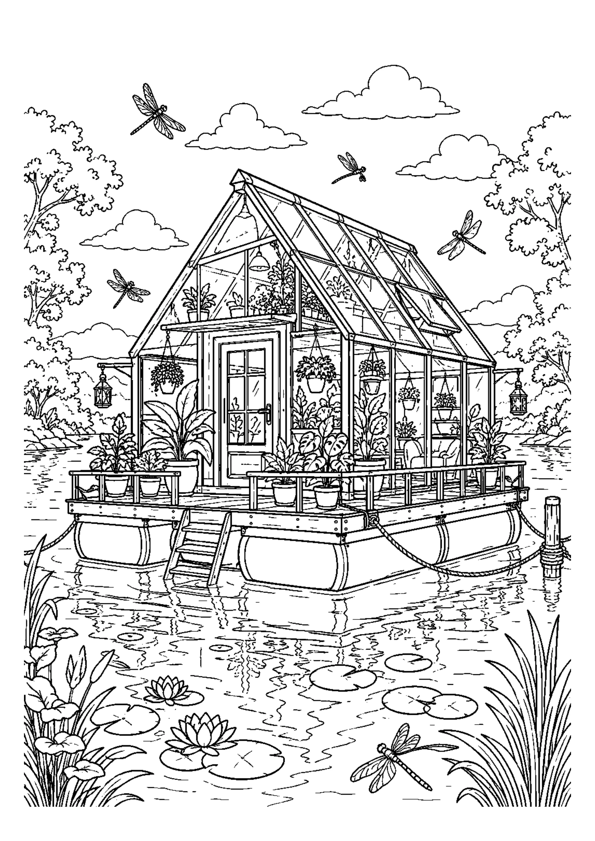 Coloriage Maison flottante à imprimer – dessin n°15