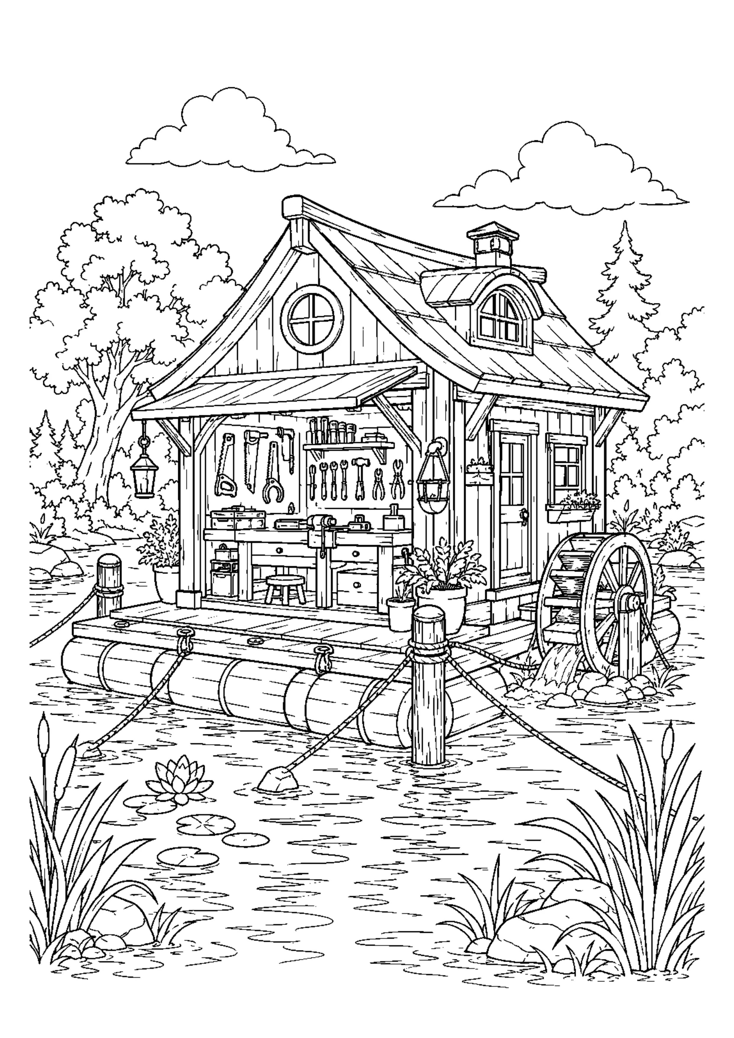 Coloriage Maison flottante à imprimer – dessin n°16