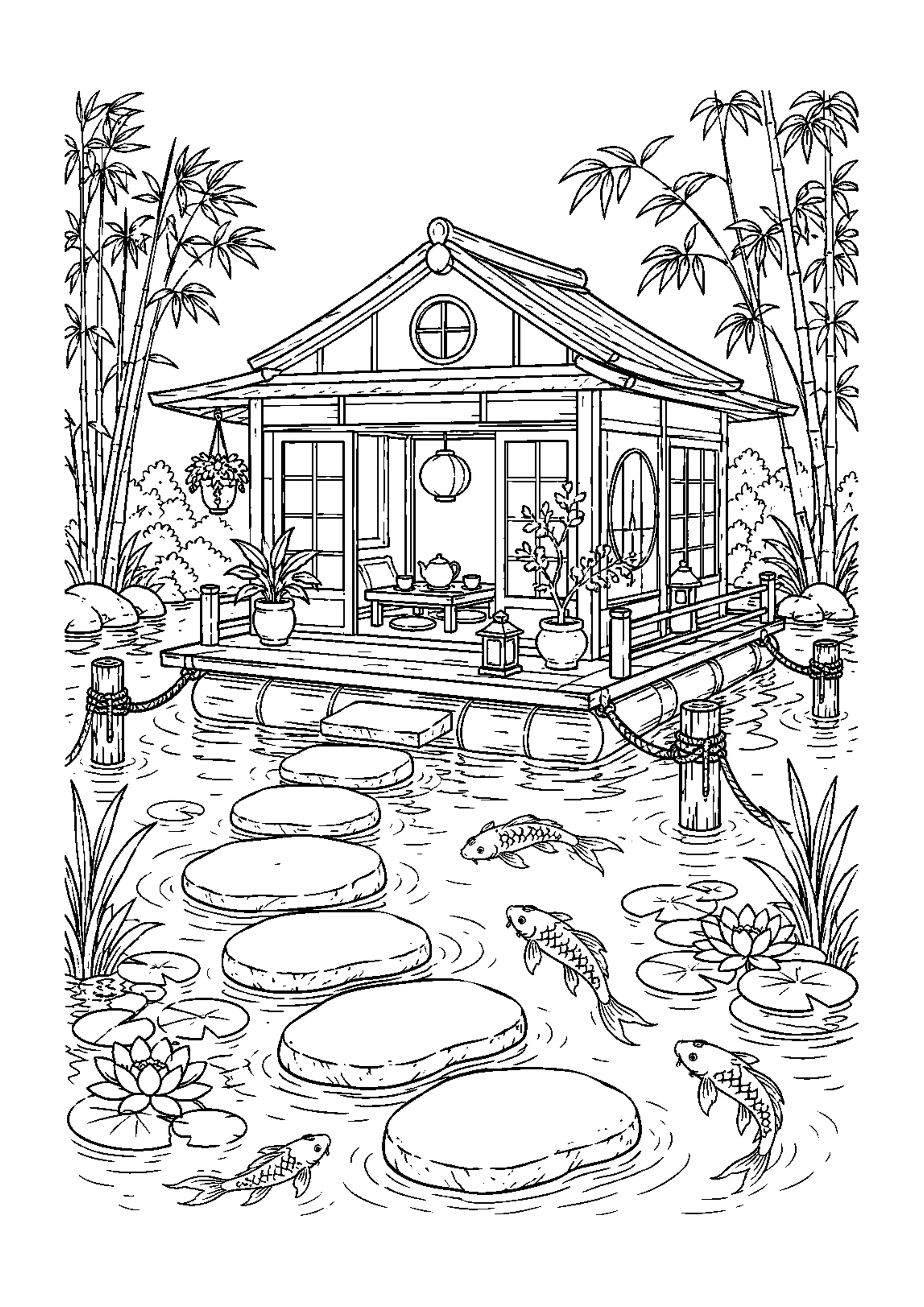 Coloriage Maison flottante à imprimer – dessin n°18