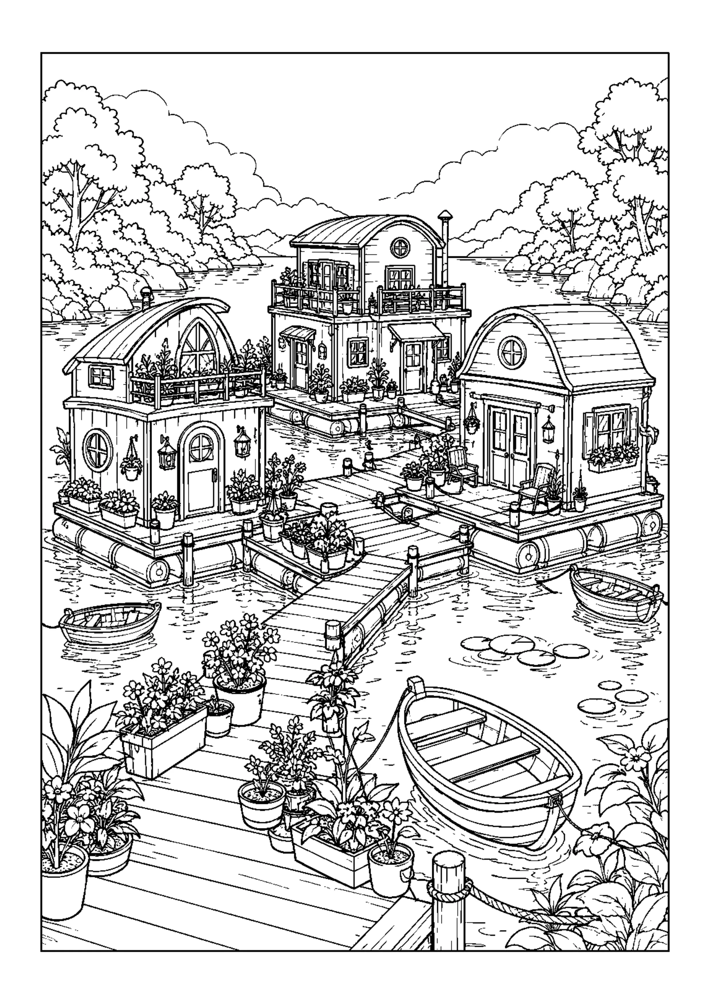 Coloriage Maison flottante à imprimer – dessin n°19