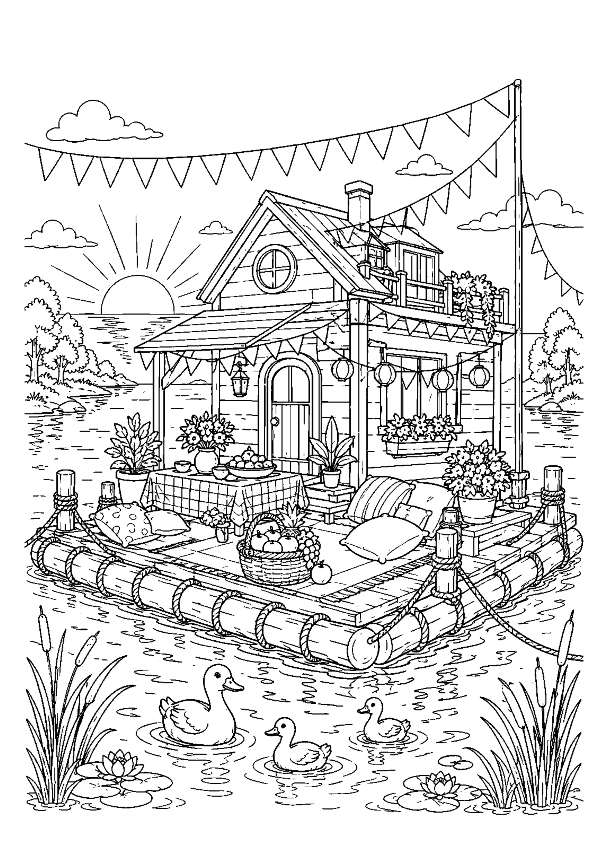 Coloriage Maison flottante à imprimer – dessin n°20