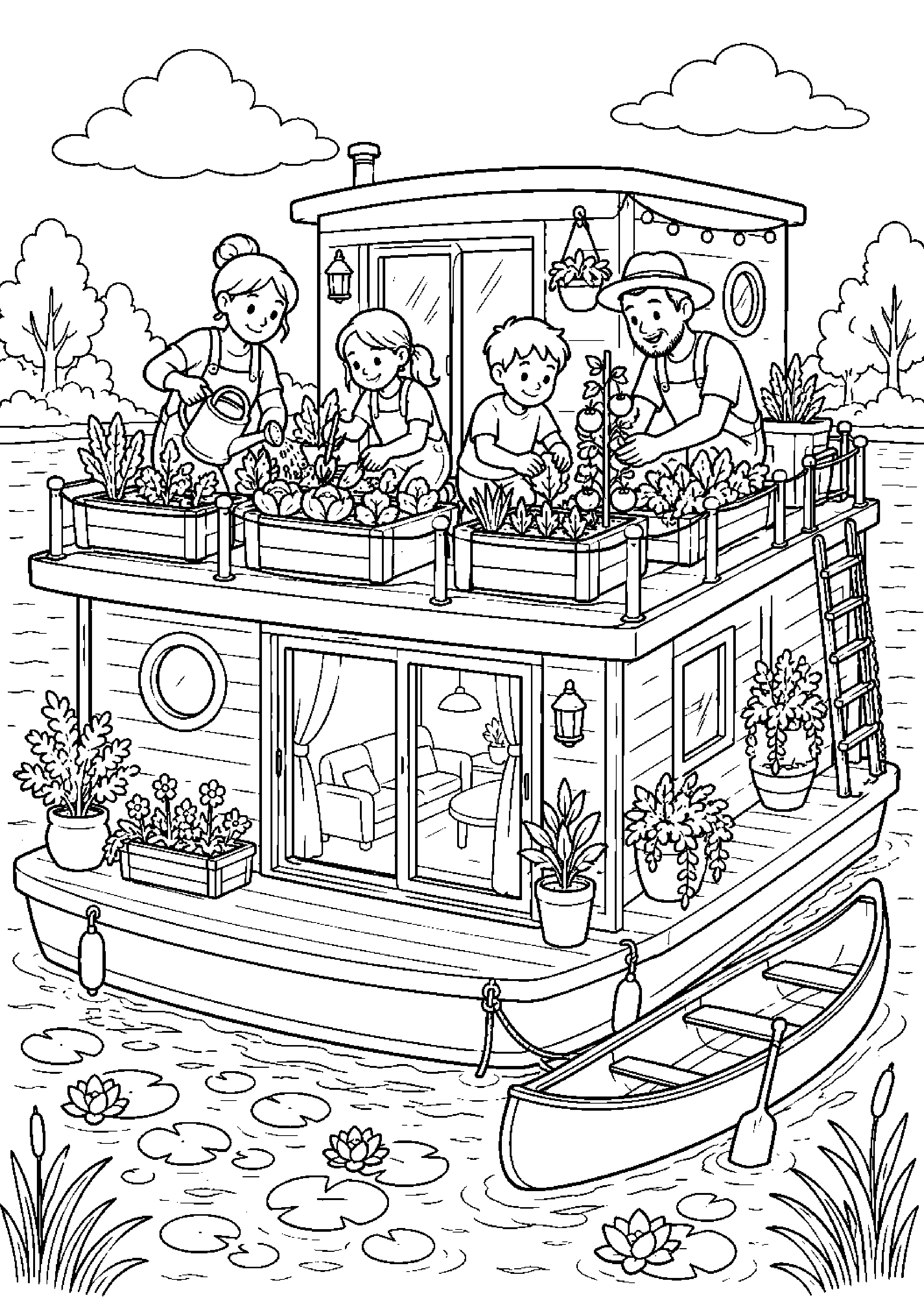Coloriage maison flottante à imprimer – dessin n°2