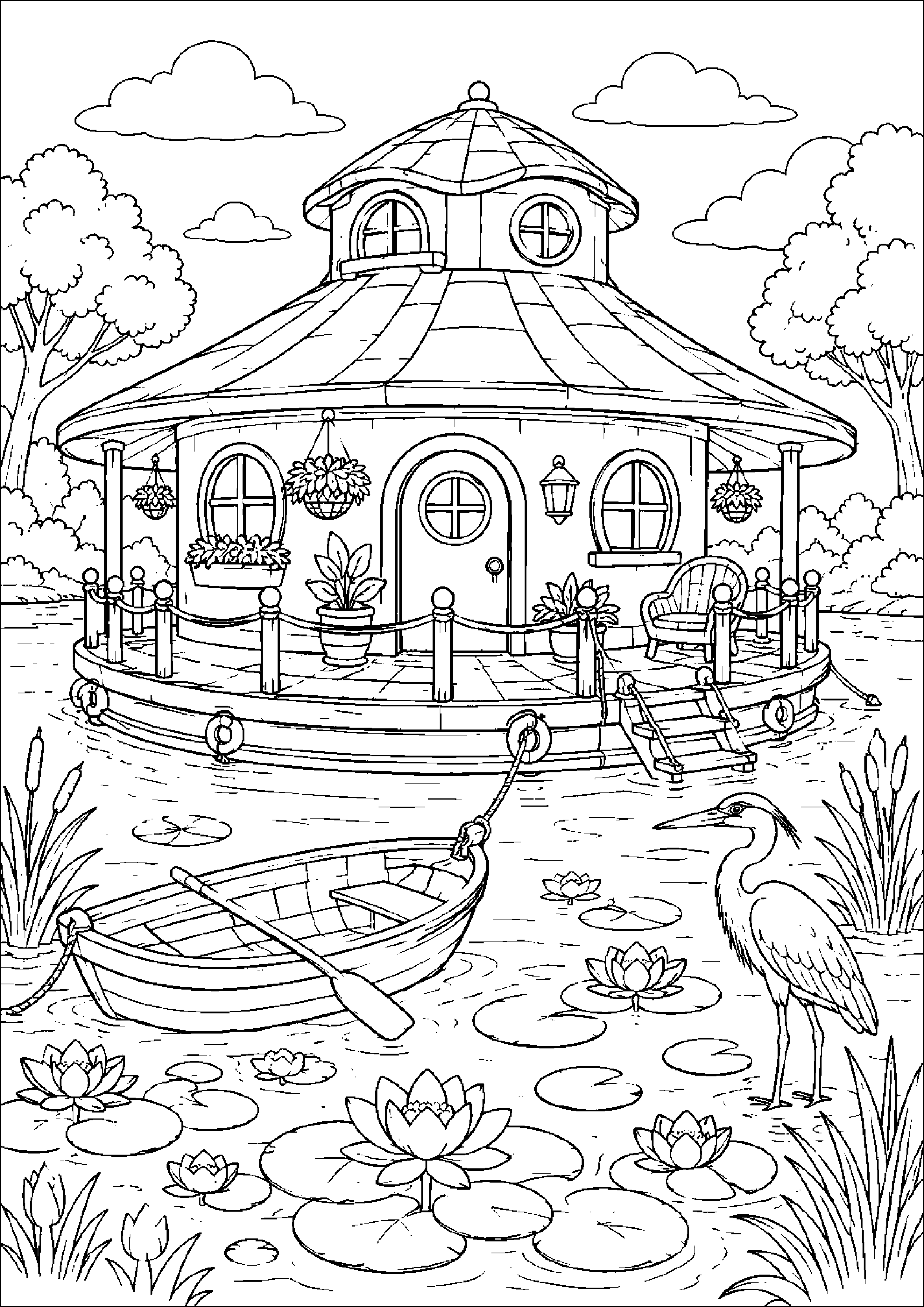 Coloriage maison flottante à imprimer – dessin n°5