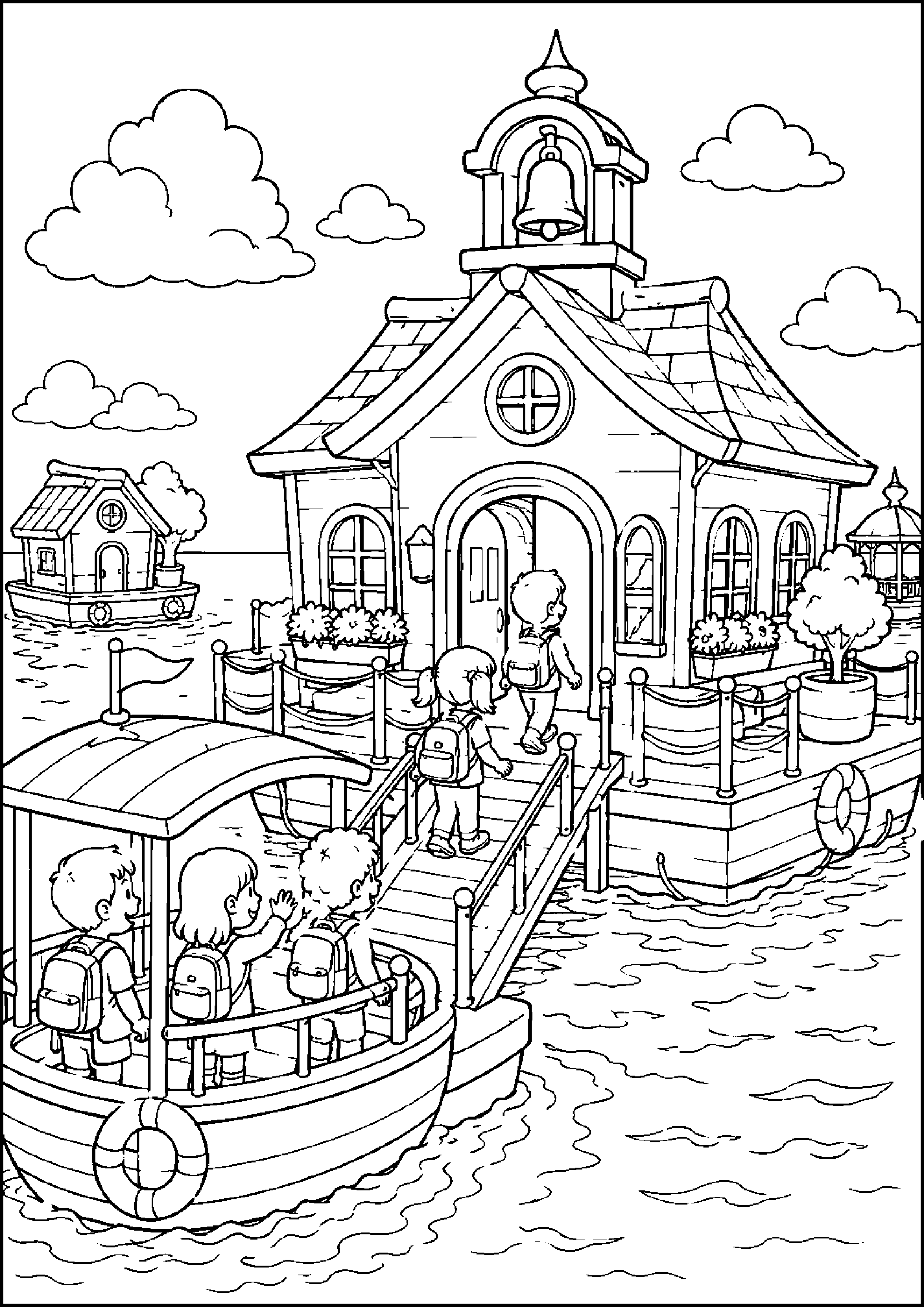 Coloriage maison flottante à imprimer – dessin n°6