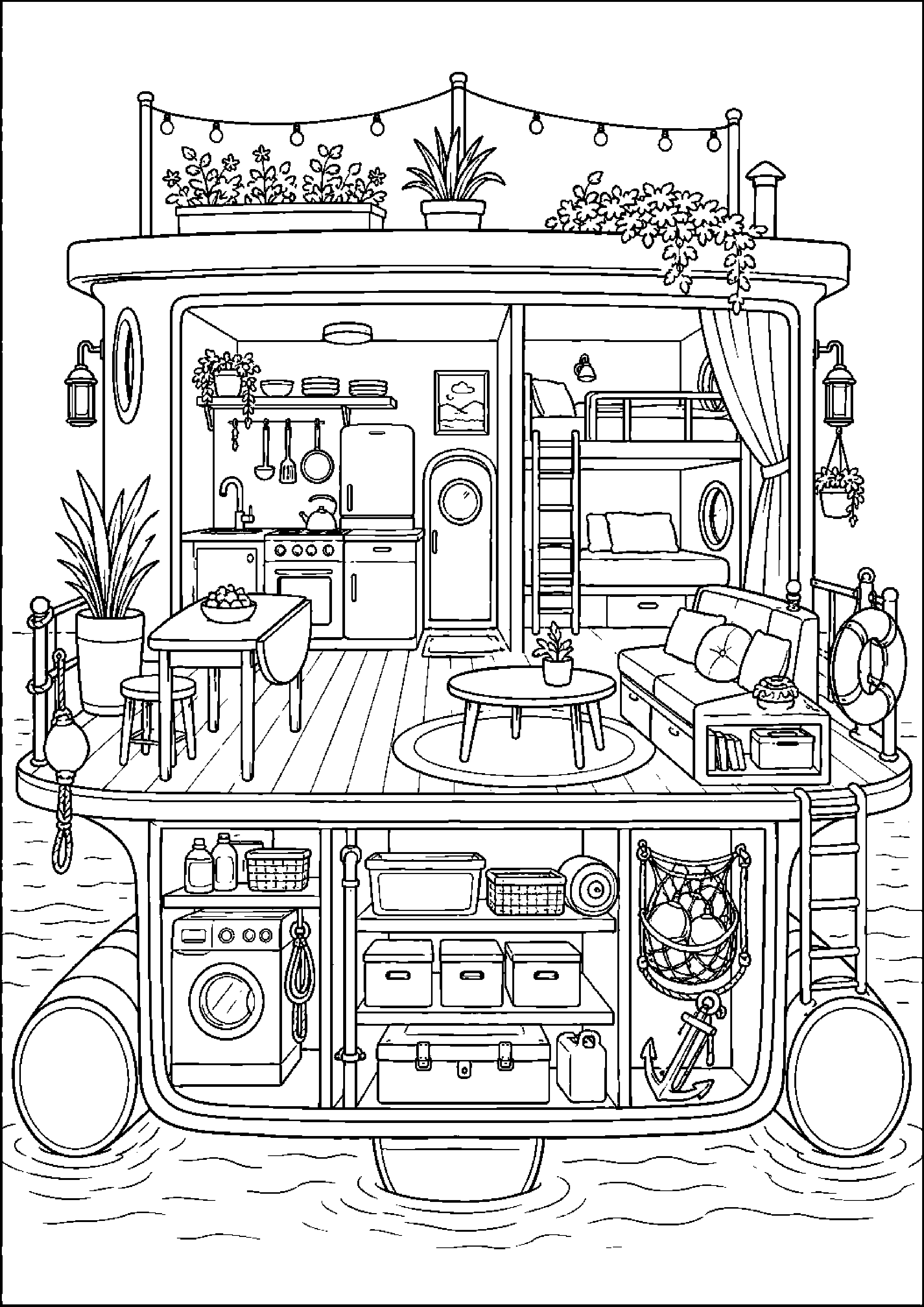Coloriage maison flottante à imprimer – dessin n°9