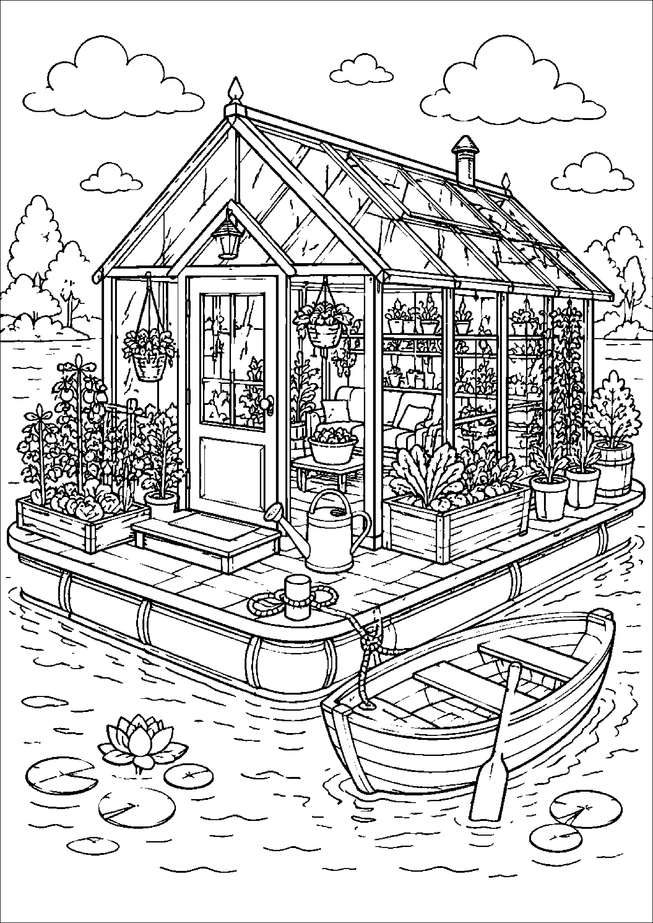 Coloriage maison flottante à imprimer – dessin n°10