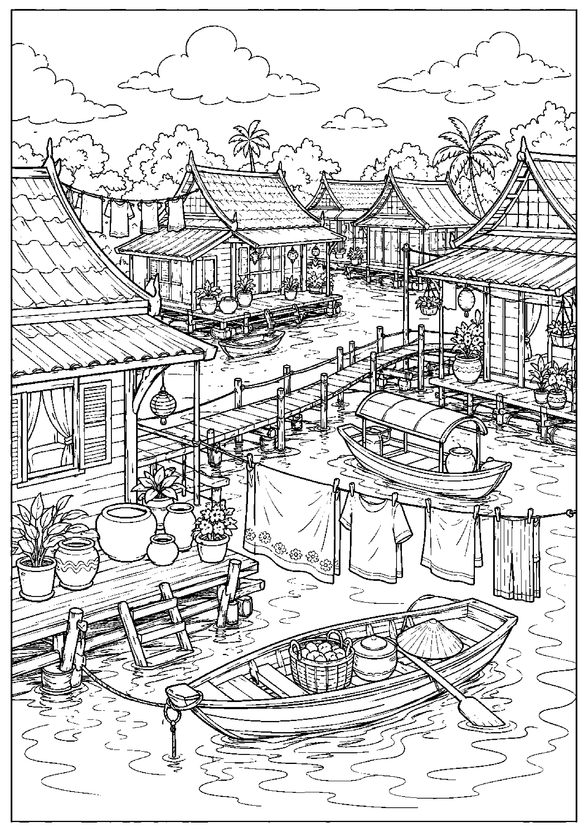 Coloriage maison flottante à imprimer – dessin n°11