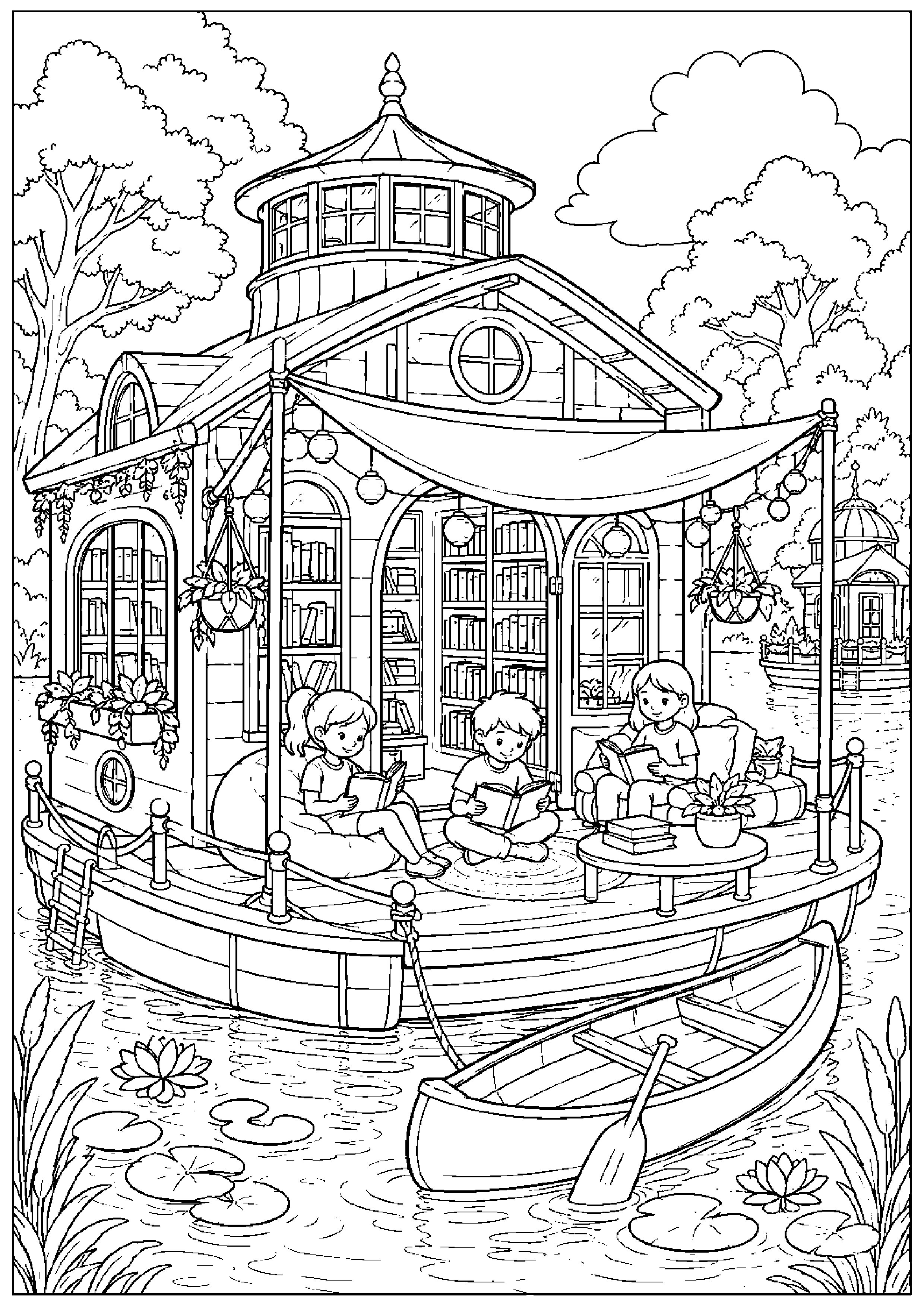 Coloriage maison flottante à imprimer – dessin n°13