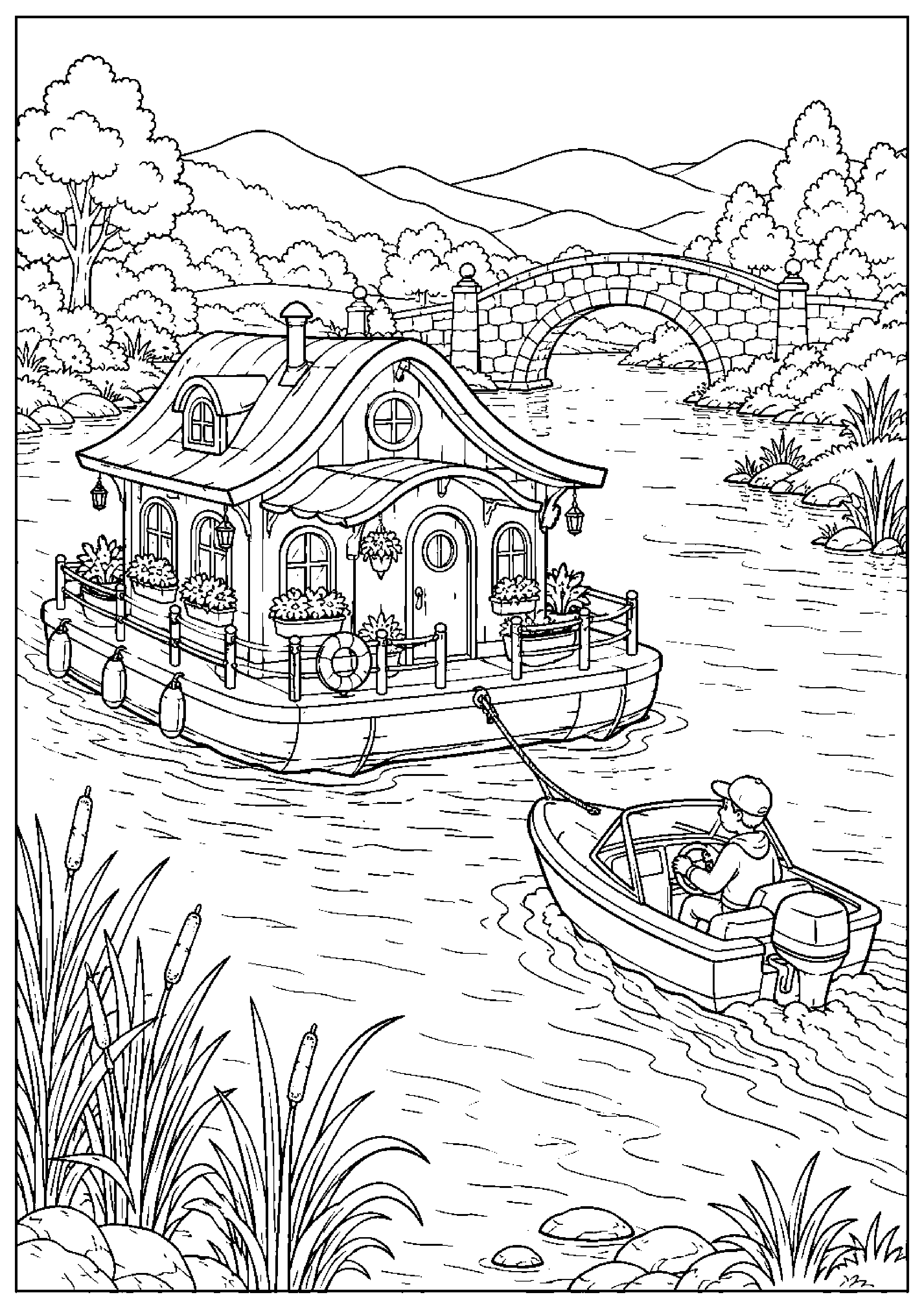 Coloriage maison flottante à imprimer – dessin n°14