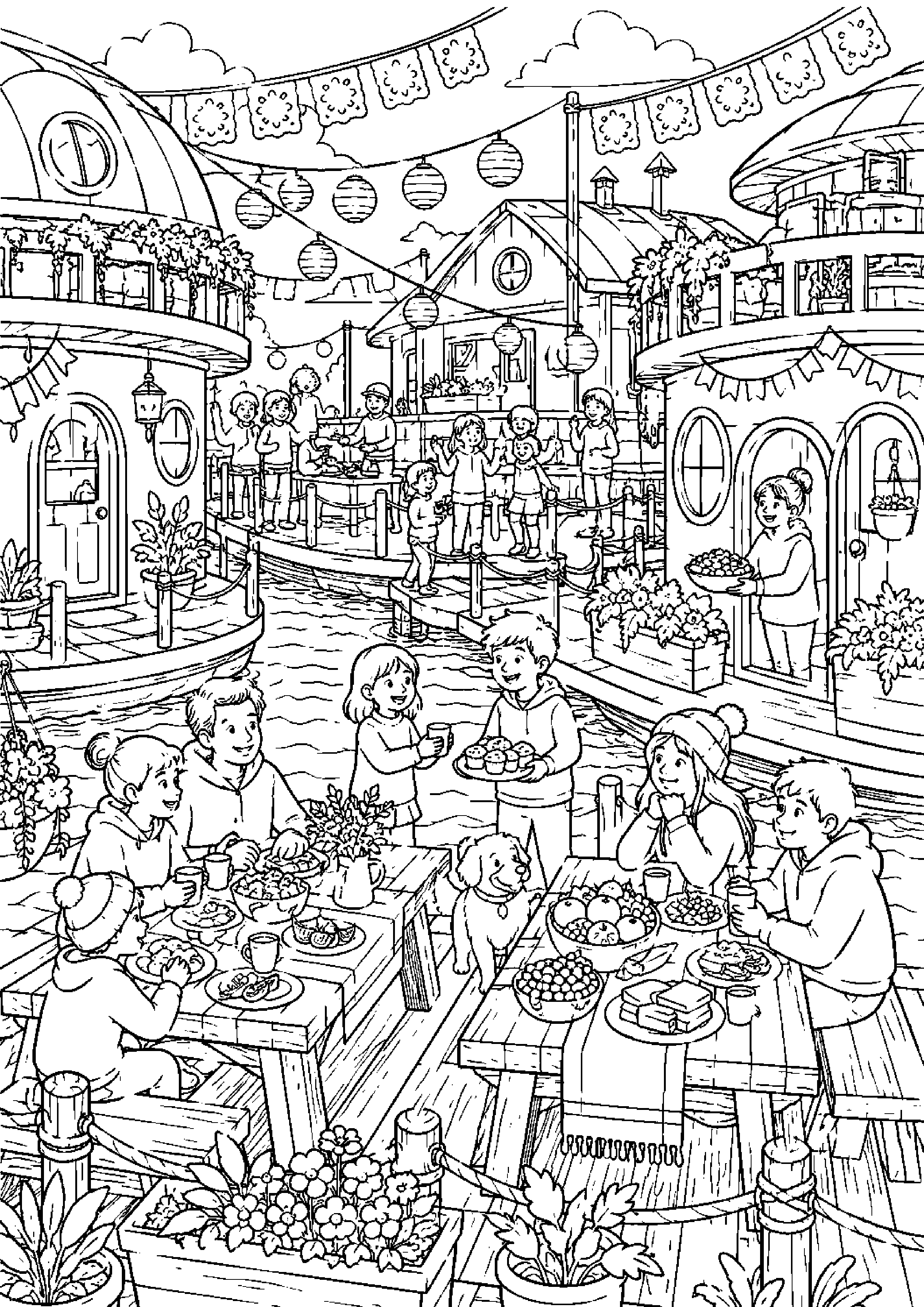Coloriage maison flottante à imprimer – dessin n°15