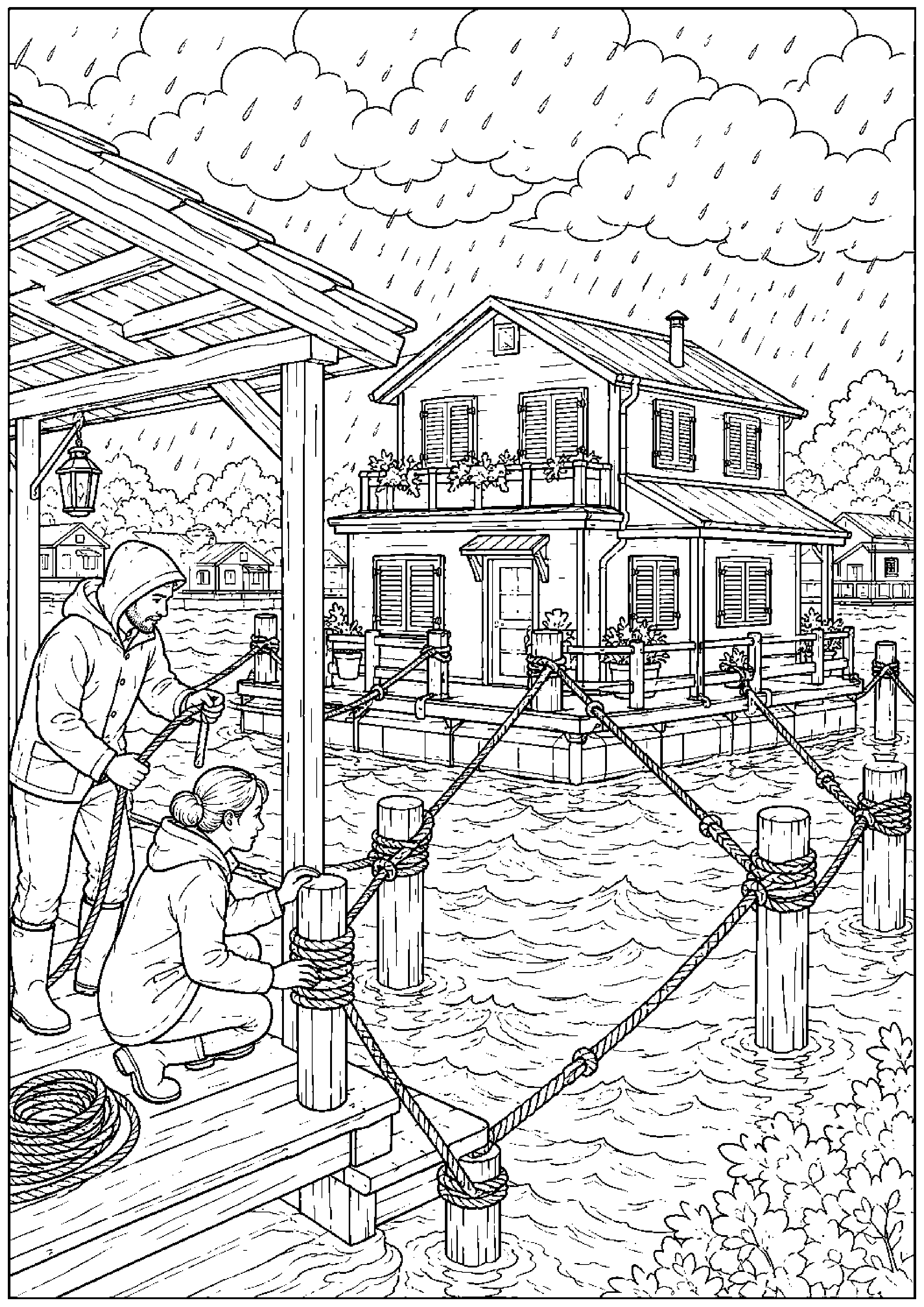Coloriage maison flottante à imprimer – dessin n°16