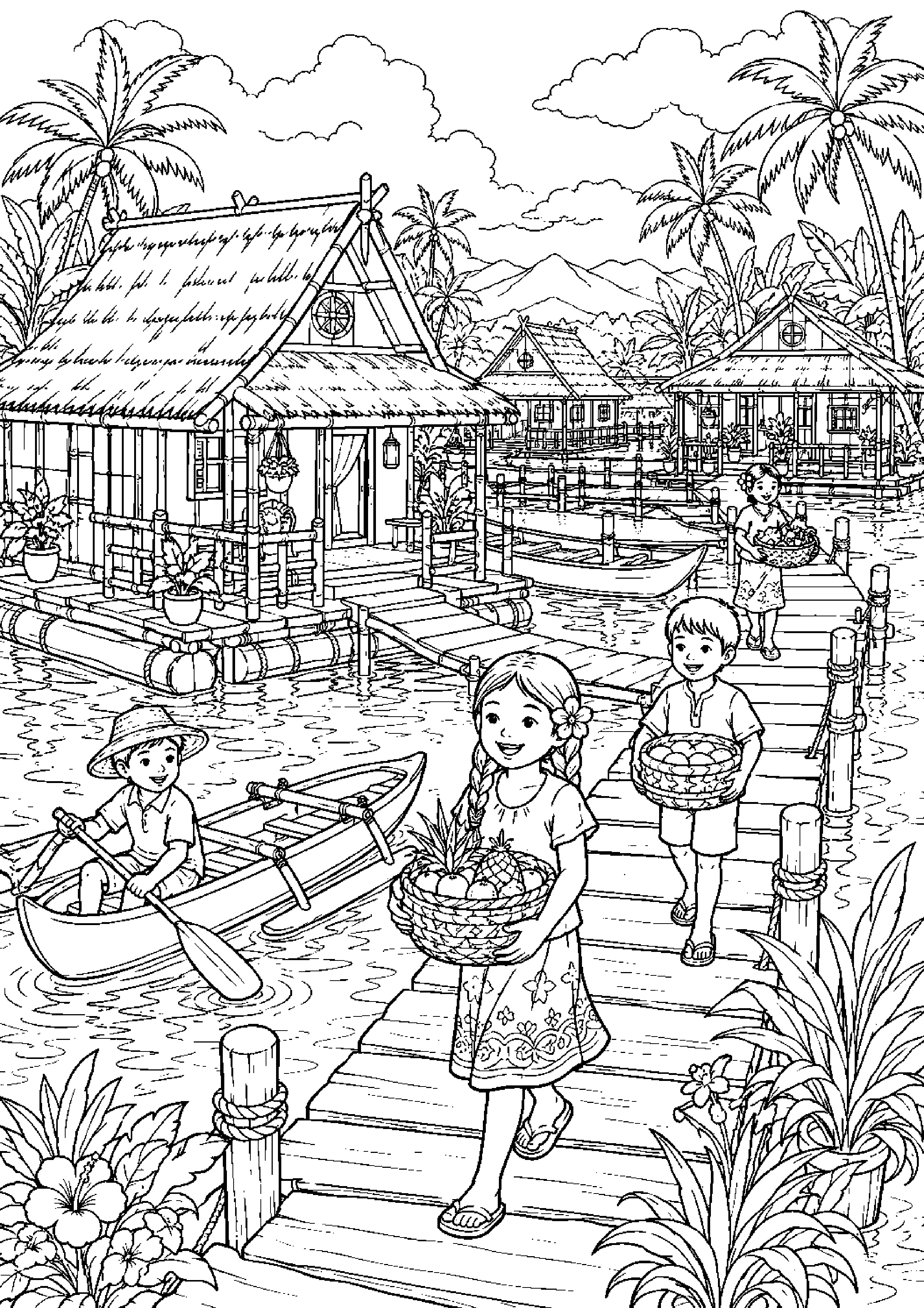 Coloriage maison flottante à imprimer – dessin n°17